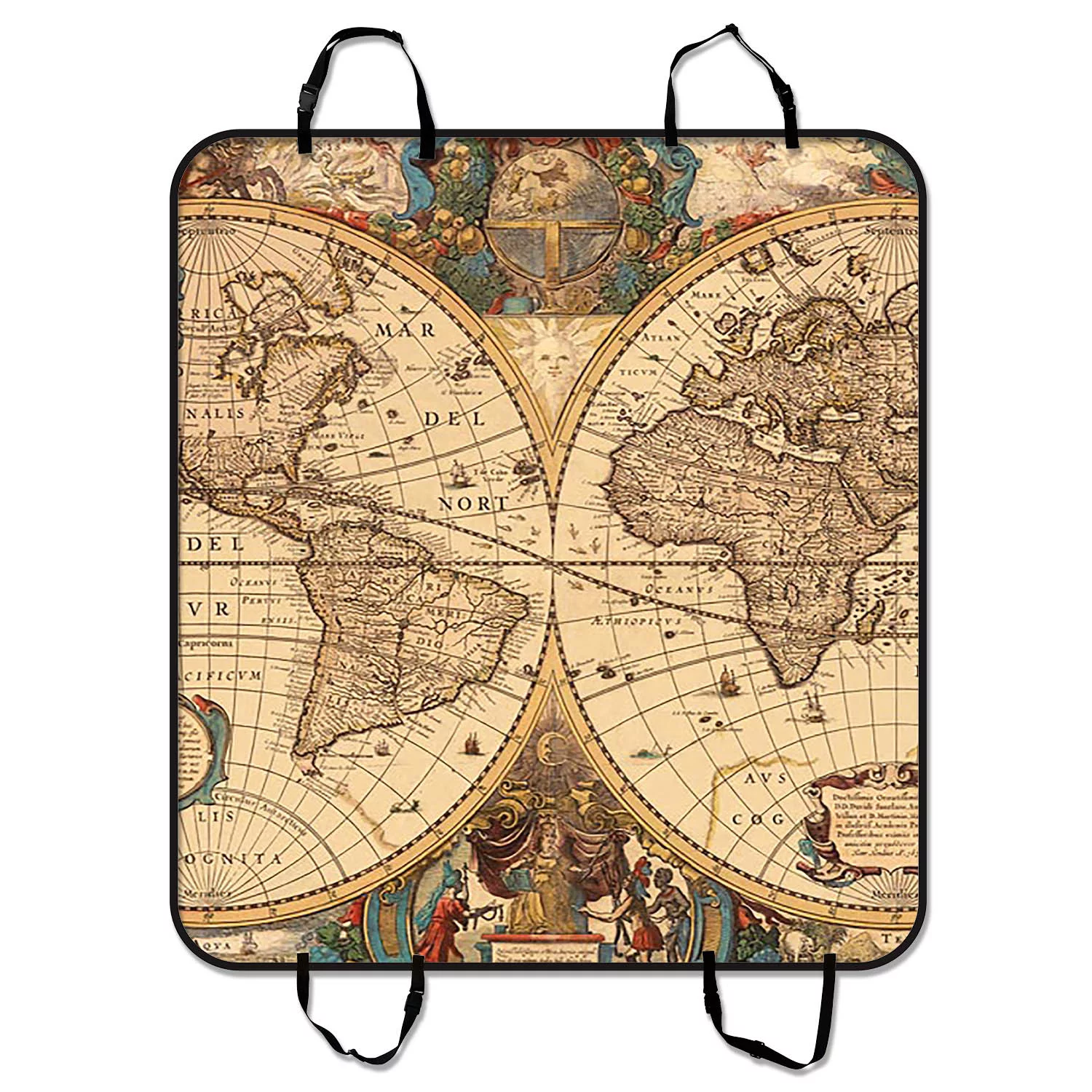 GCKG World Map Pet Car Seat Cover,Vintage Retro World Map Pet Car Seat Cover Dog Car Seat Mat Hammock Cargo Mat Trunk Mat For Cars Trucks and SUV 54x60 inches