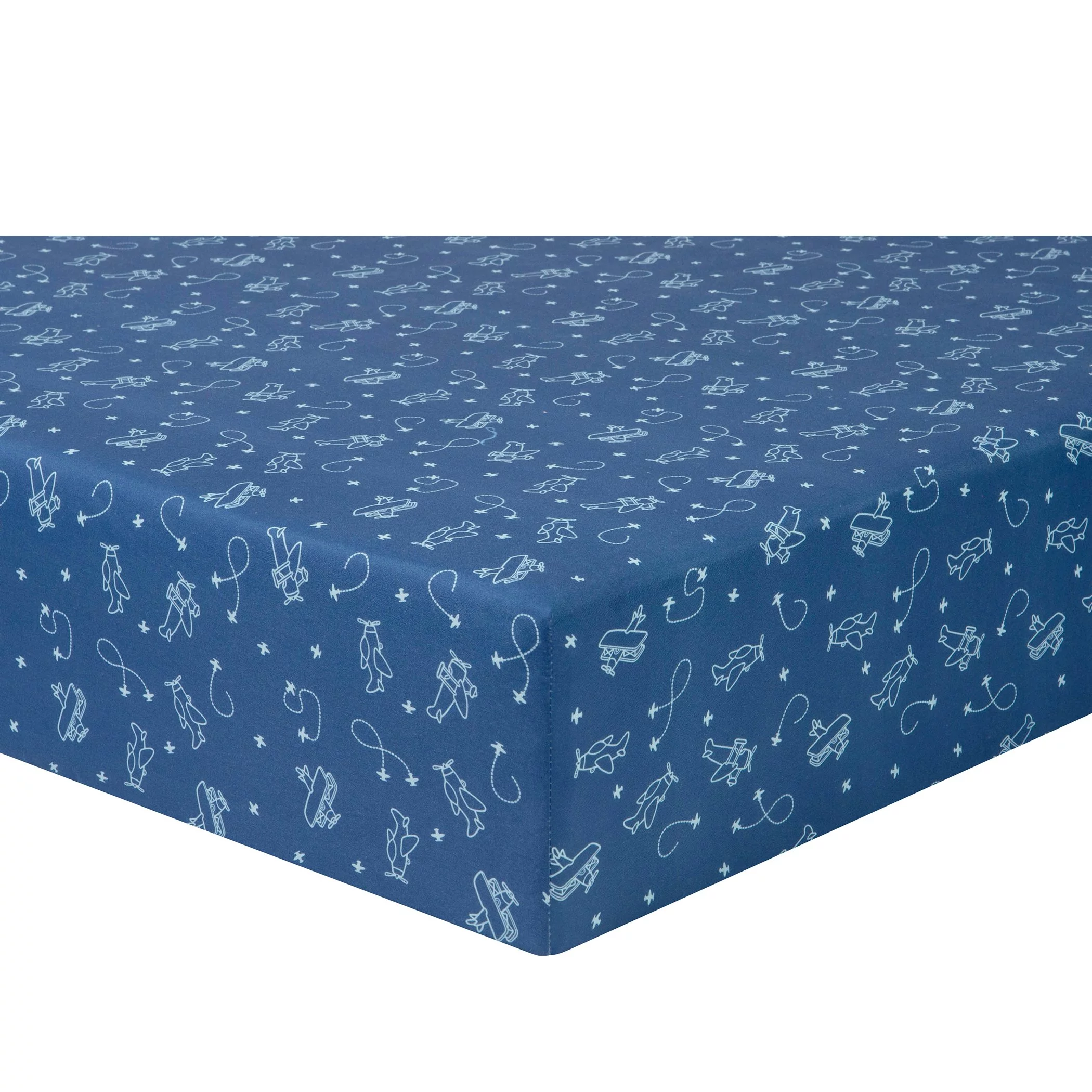 Sammy and Lou Infant Airplane Printed Microfiber Woven Deep Pocket Crib Sheets, Blue, 2 -Pieces, 200 Thread Count
