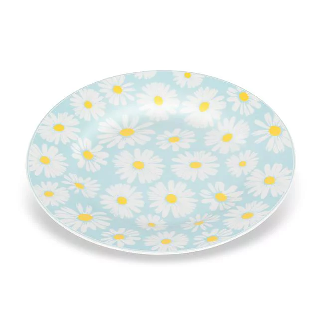 Abbott Collection  7.5 in. Daisy Print Plate, Blue & Yellow - Small