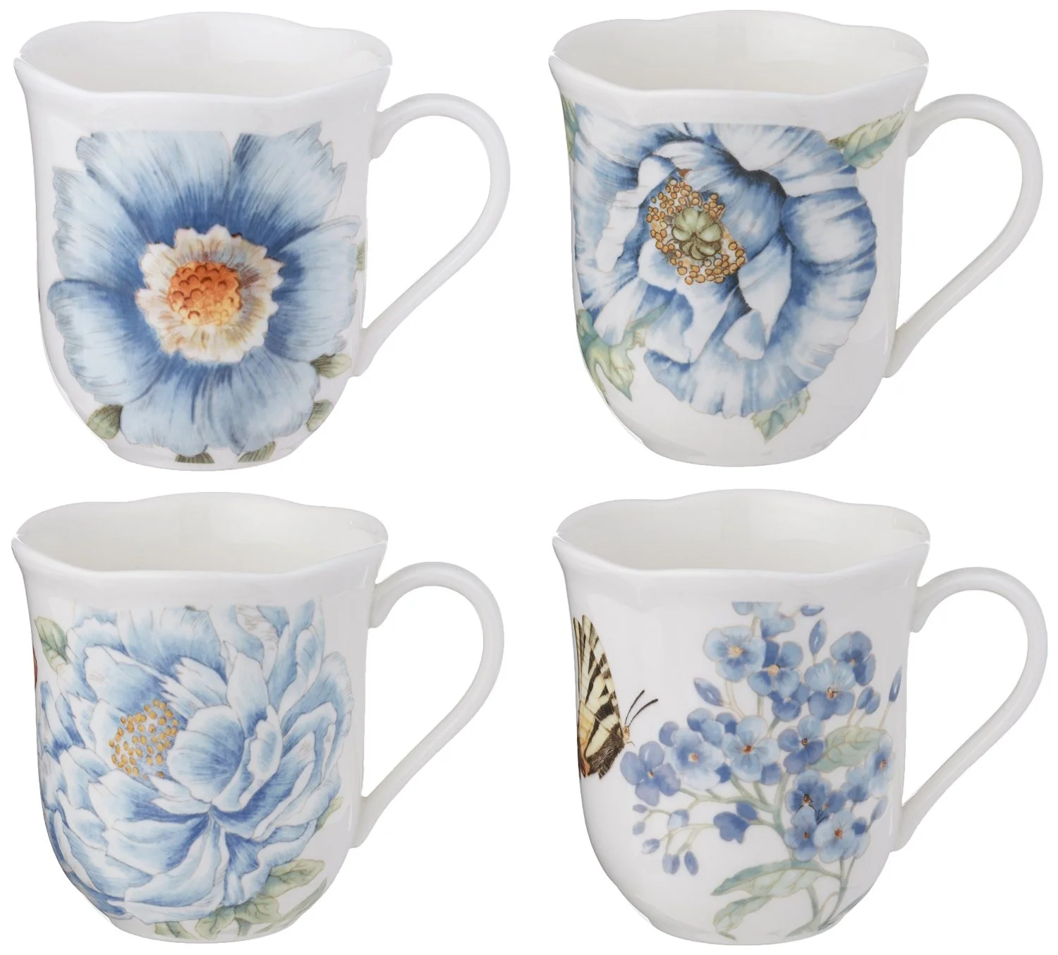 Lenox Butterfly Meadow Assorted Blue Mug, Set of 4
