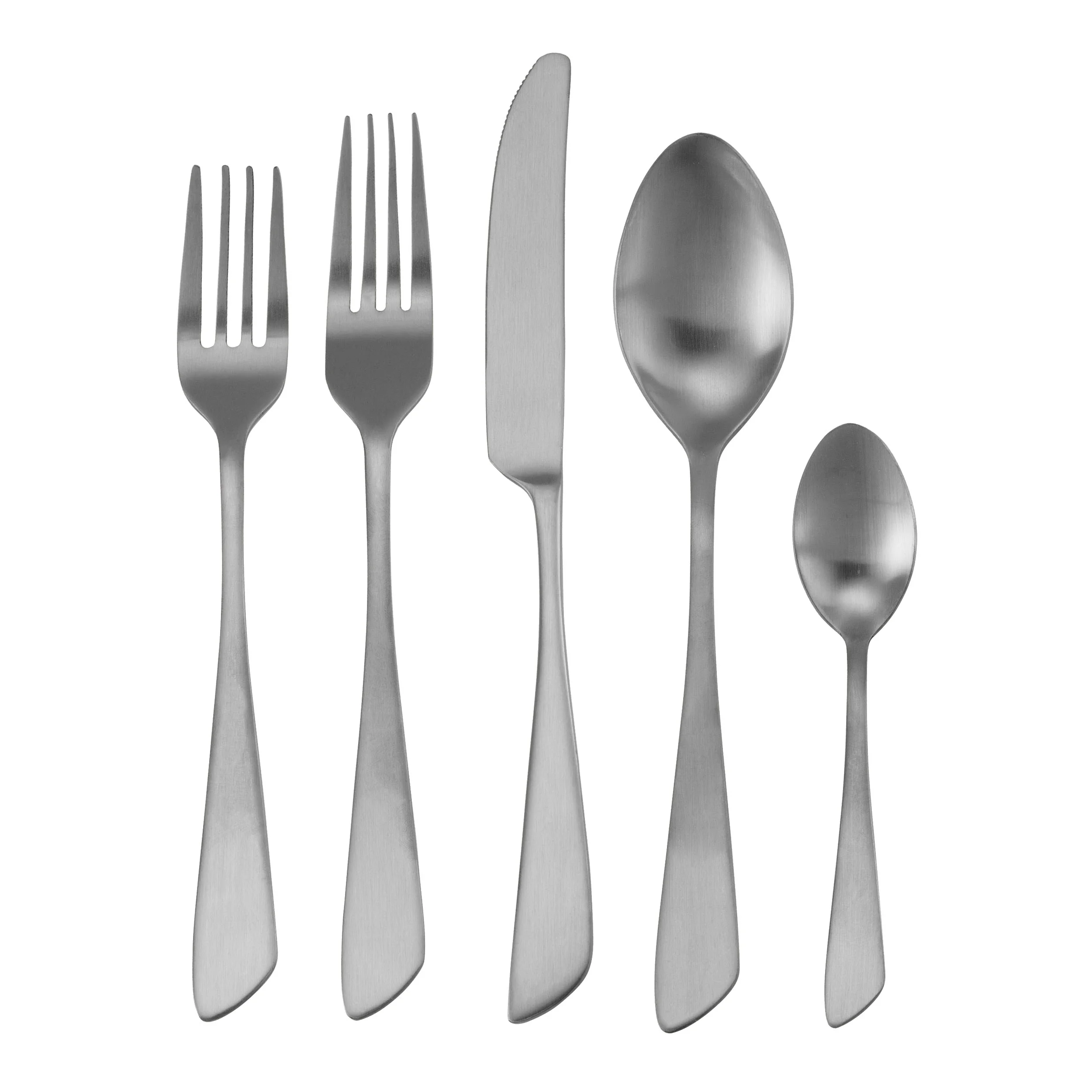 MegaChef Gibbous 20 Piece Flatware Utensil Set, Stainless Steel Silverware Metal Service for 4 in Matte Silver