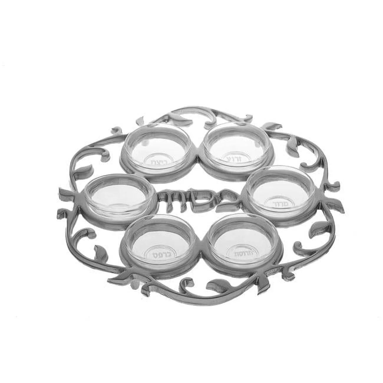 12 in. Metal Seder Plate, Silver