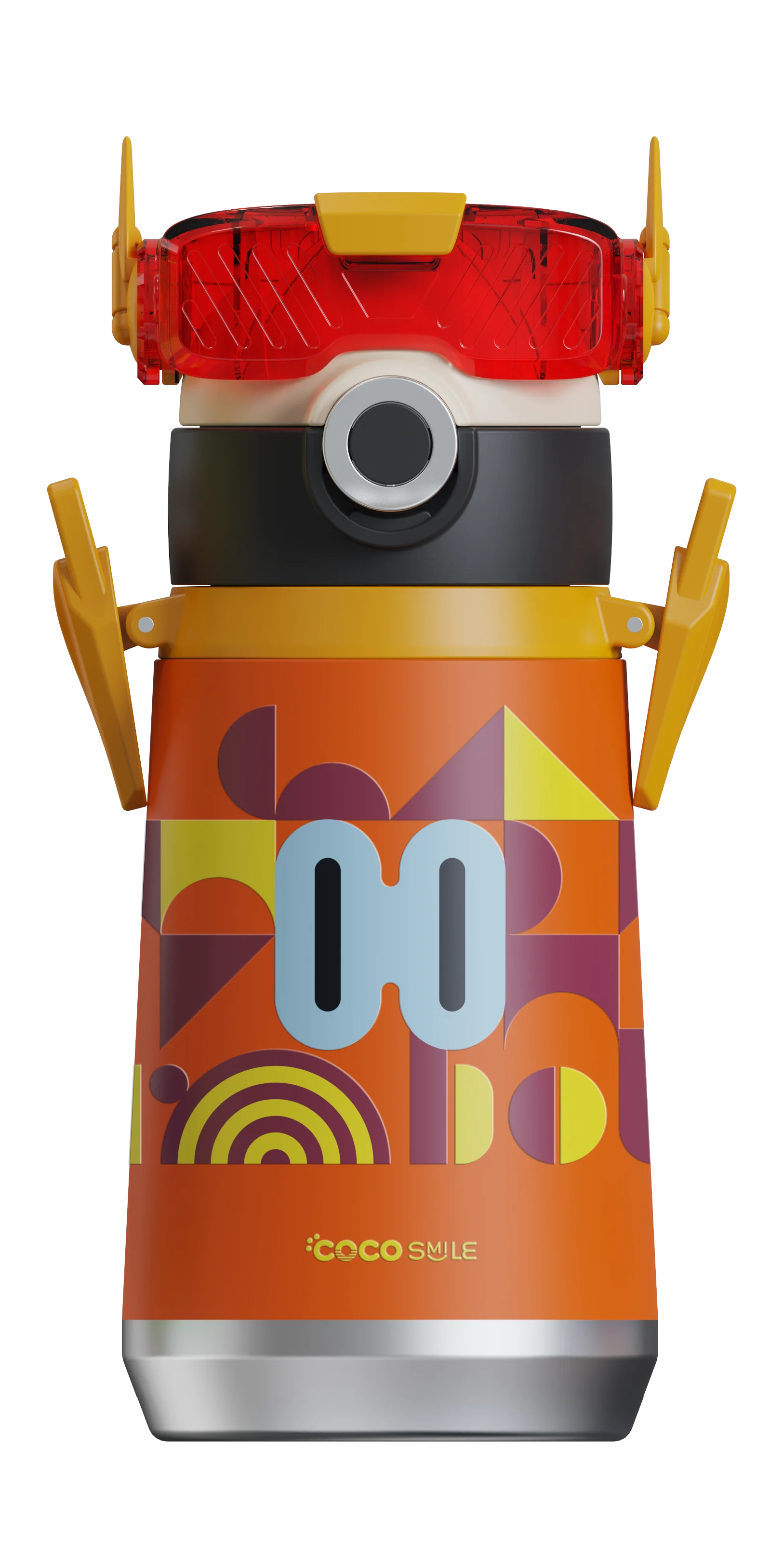 Robot Straw Thermos Cup (Double Eyes, Orange Color)