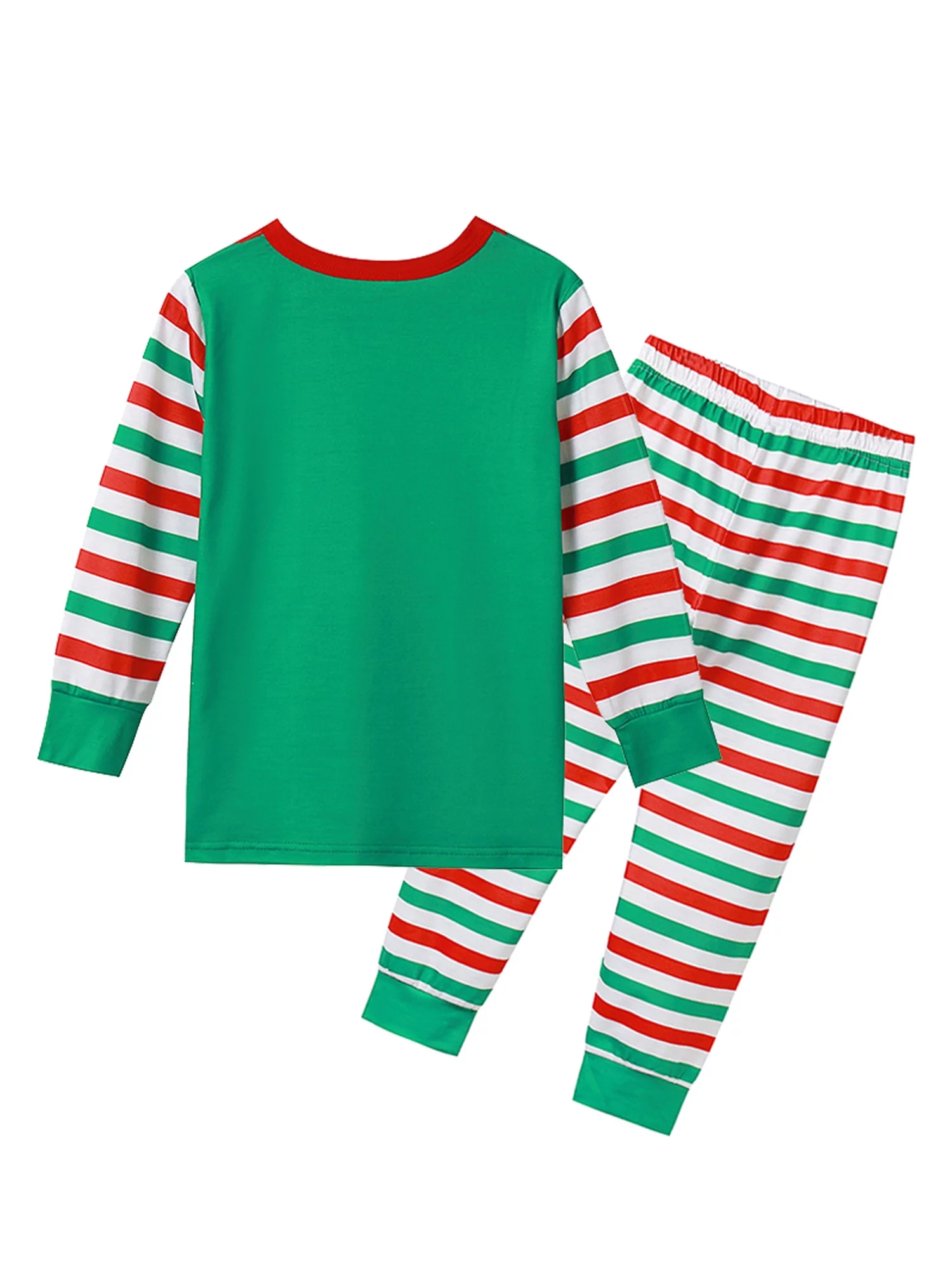 JBEELATE Family Matching Christmas Pajamas Set ELF Tee and Stripe Pant Cozy Loungewear Nightwear