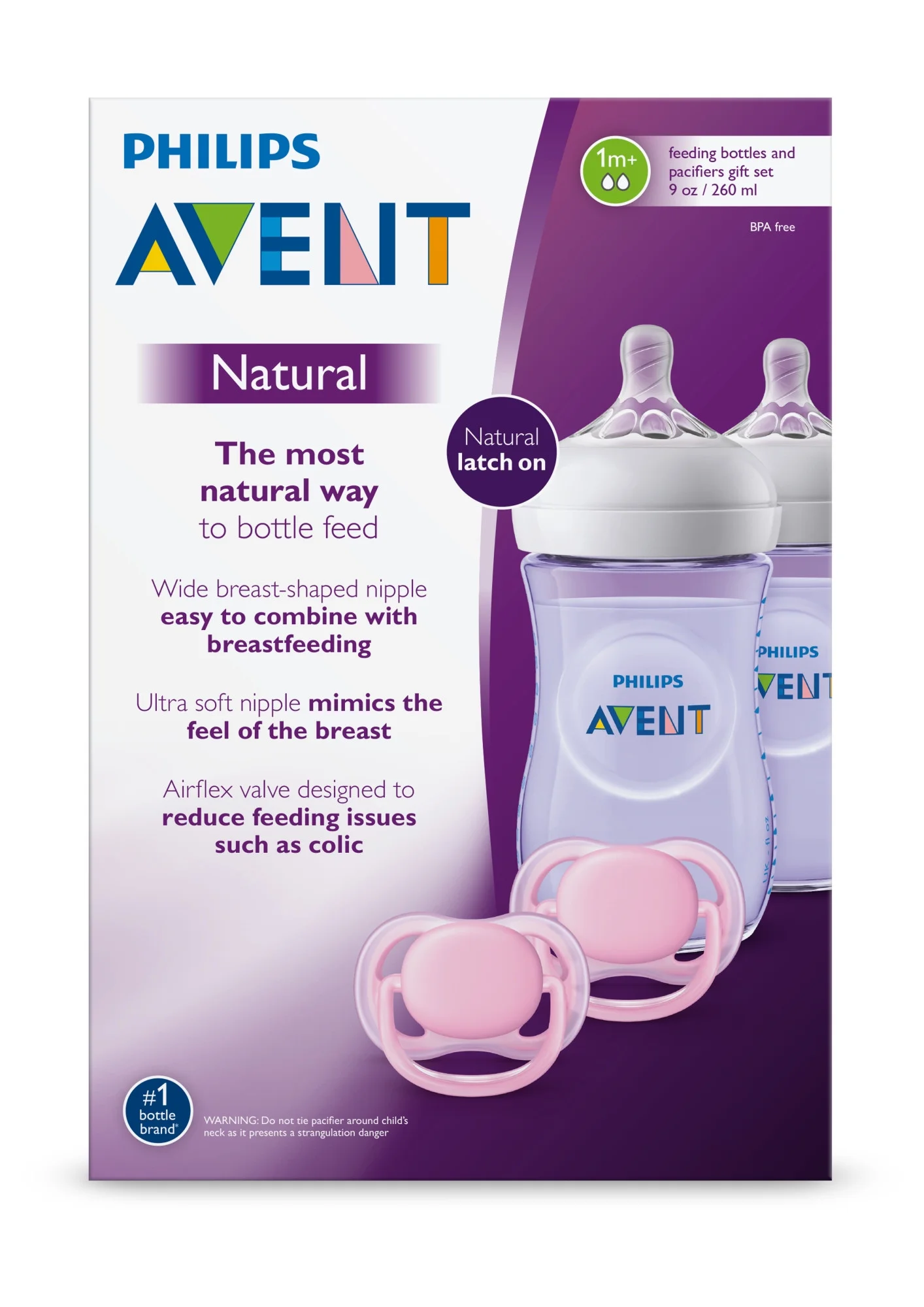 Philips Avent Natural Baby Bottle Purple Baby Gift Set SCD113/23