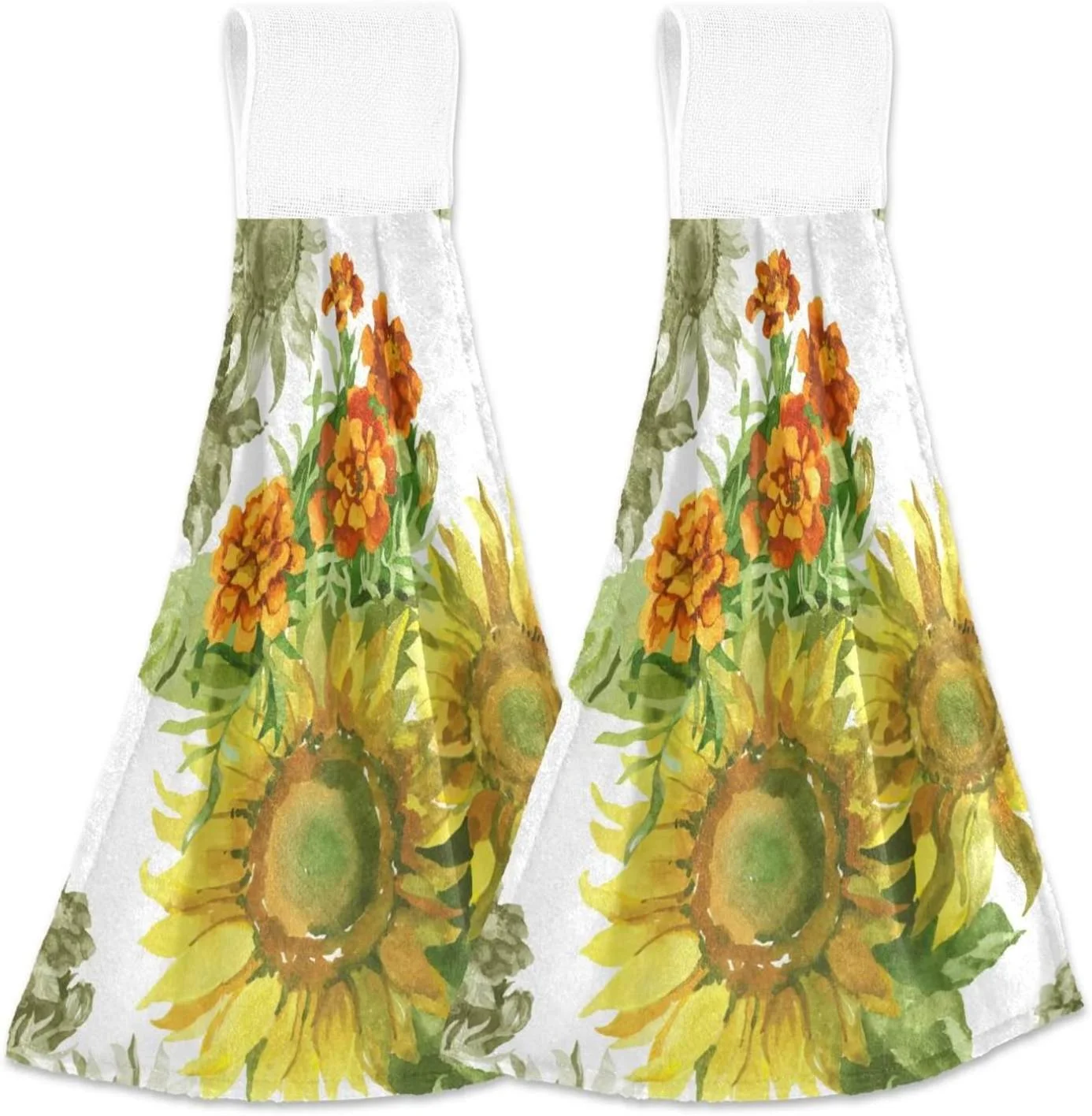 Hyjoy Hanging Kitchen Towel 12 x 17 Inch Sunflower Towel Set 2 Pieces of Dry Towels for Kitchen, Bathroom, Laundry Room Table