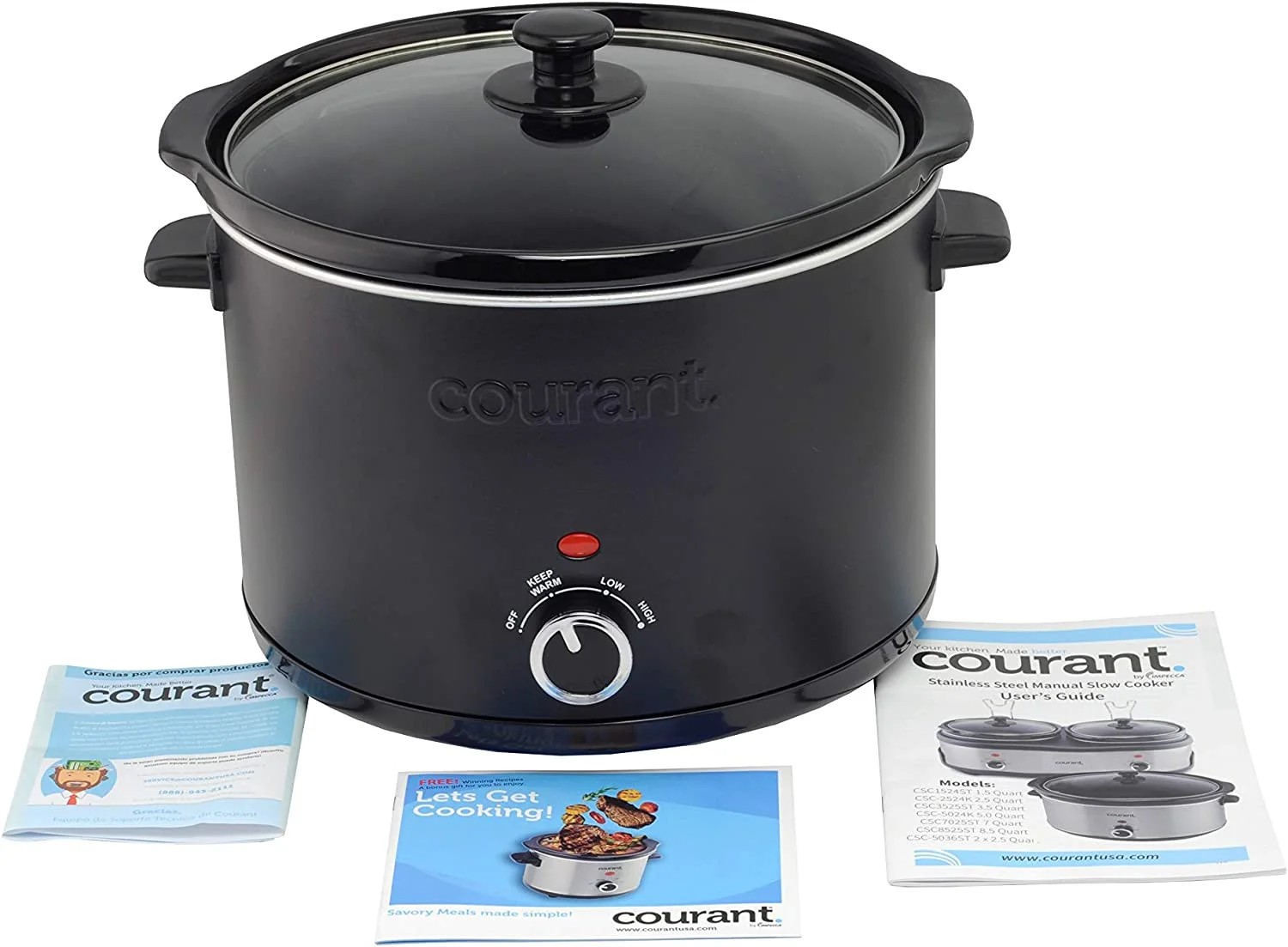 Courant CSC-5024K 5qt Round Slow Cooker Matt Black