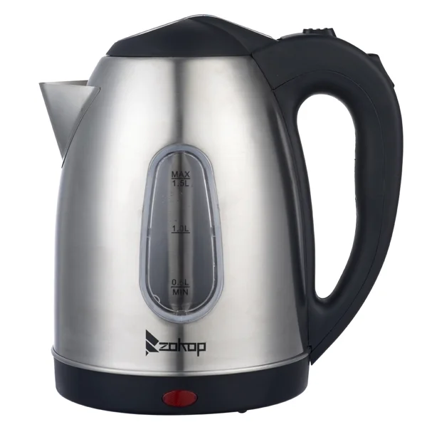 ALFRESCO ZOKOP HD-1802S 1.5L Stainless Steel Electric Kettle, 1200W Rapid Boil, US Standard, Water Level Window