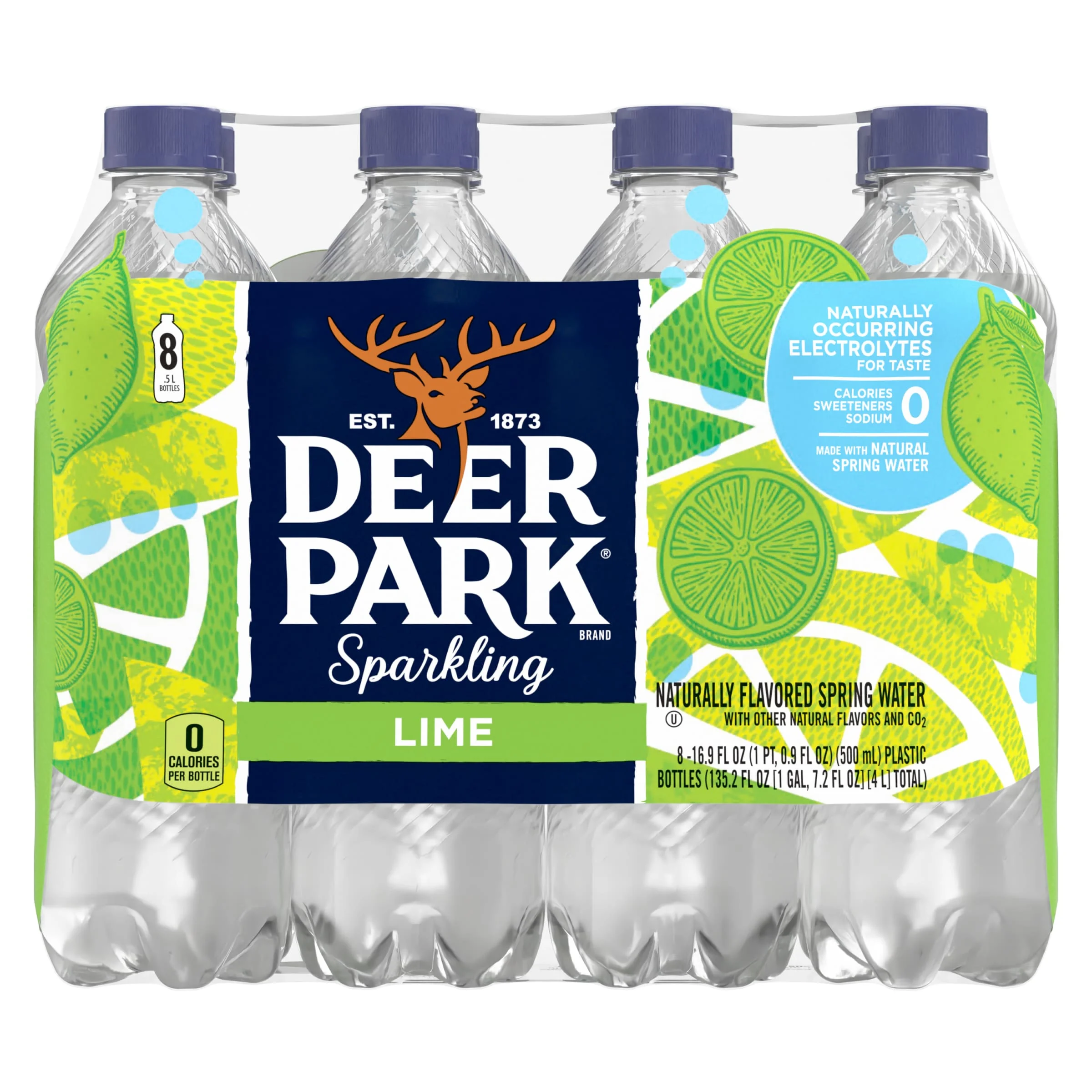 Deer Park Sparkling Water, Zesty Lime, 16.9 oz. Bottles (8 Count)