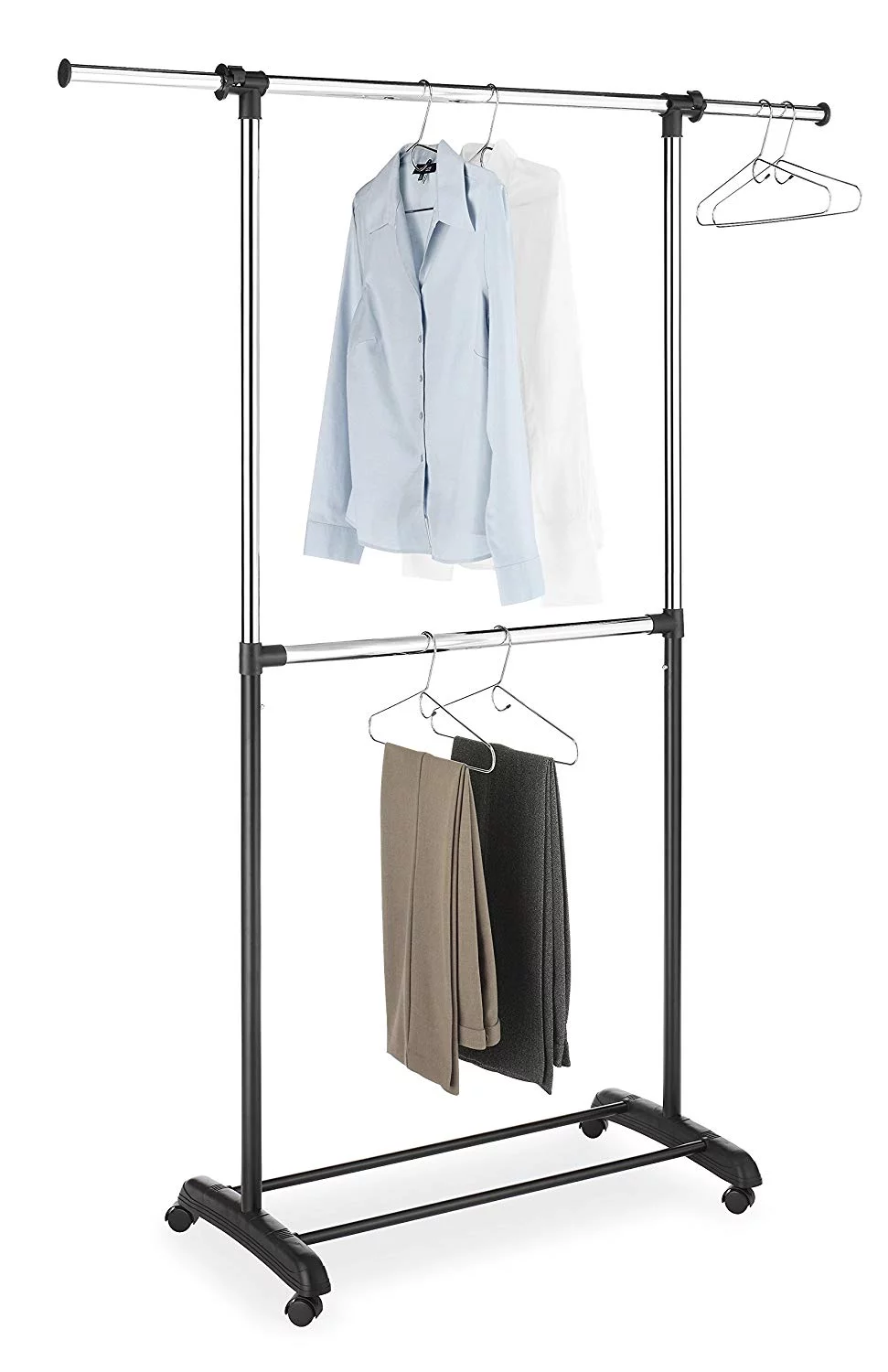 Ktaxon  Adjustable Rolling Clothes Rack Single Rail Hanging Garment Bar Heavy Hanger