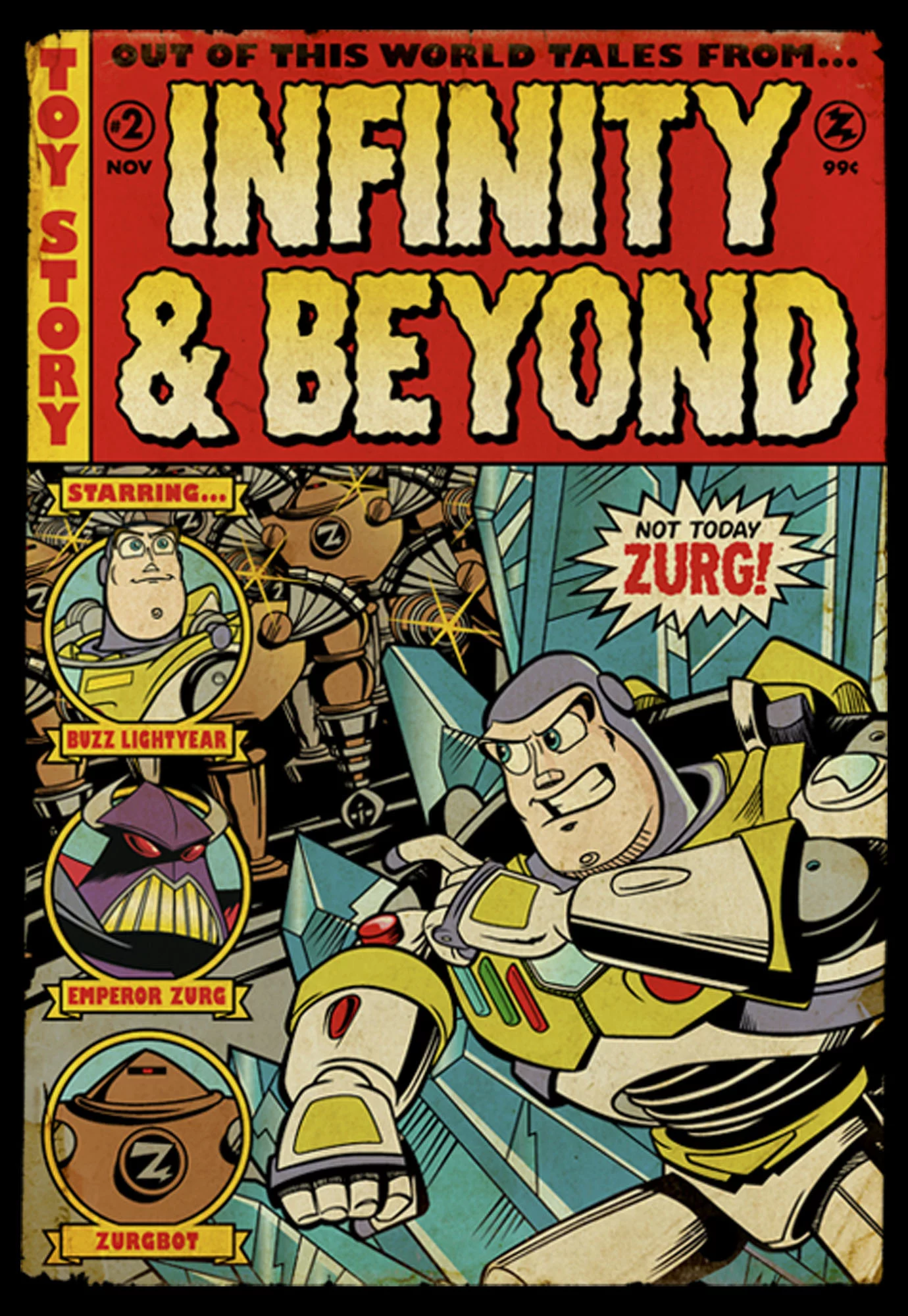 Men's Toy Story Buzz Lightyear Comic Cover  Graphic Tee Black 1X Big Tall