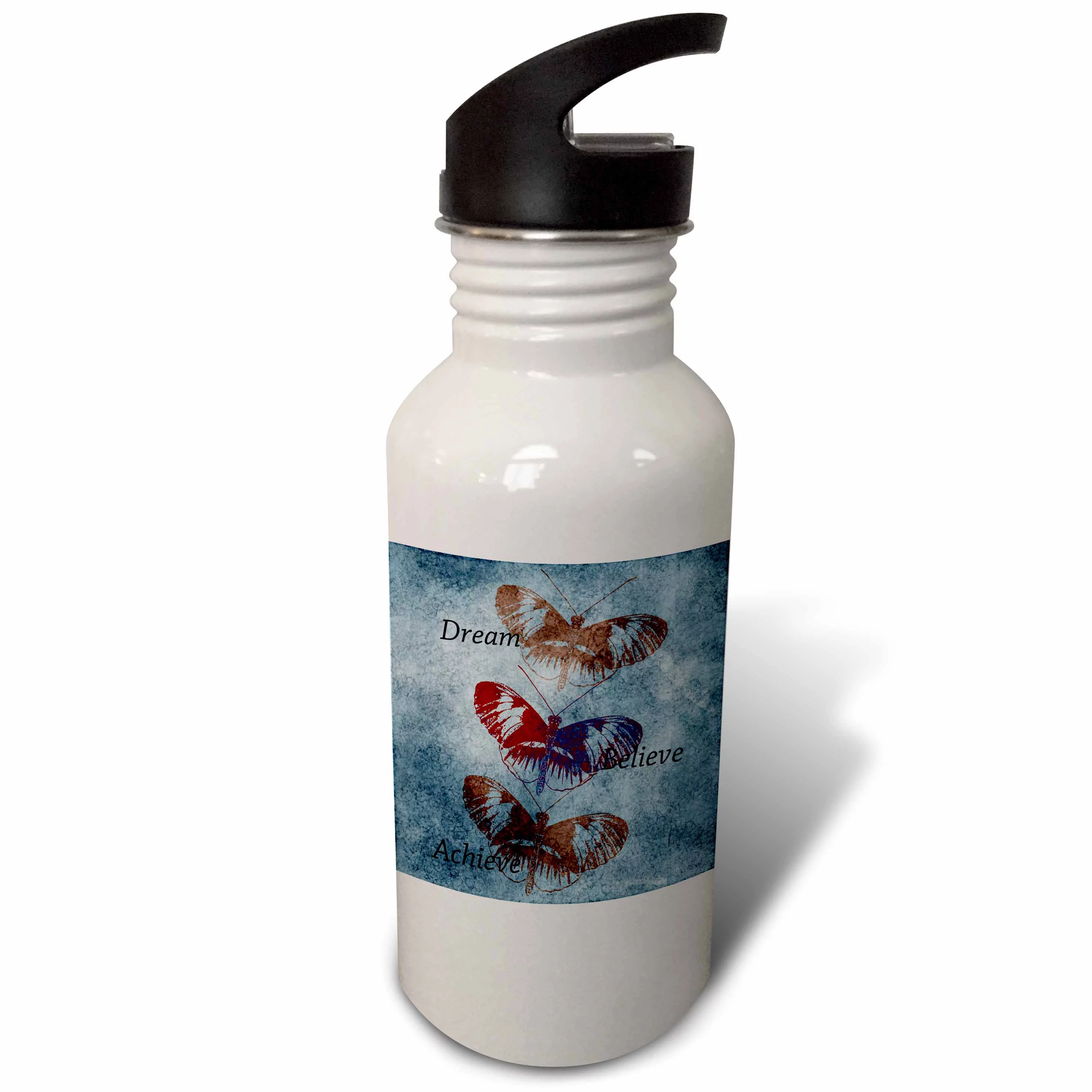 Inspired Butterflies Dream, Believe and Achieve- Motivational Art 21 oz Sports Water Bottle wb-79335-1
