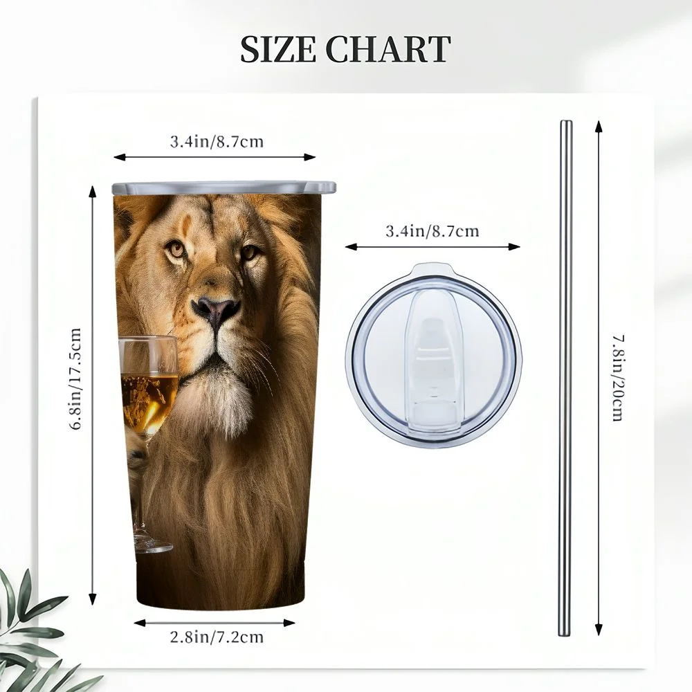 JEUXUS  water bottle with straw - CHARLI - insulated stainless steel water bottle - thermos - girls/boys (Lion 'Star', )