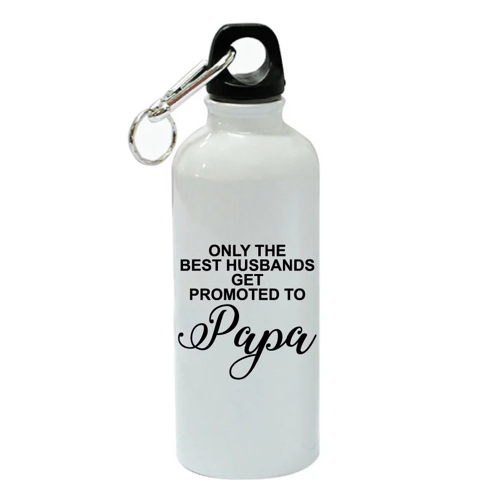 Only Best Husbands Get Promoted To Papa White Aluminum Sports 20 oz Water Bottle