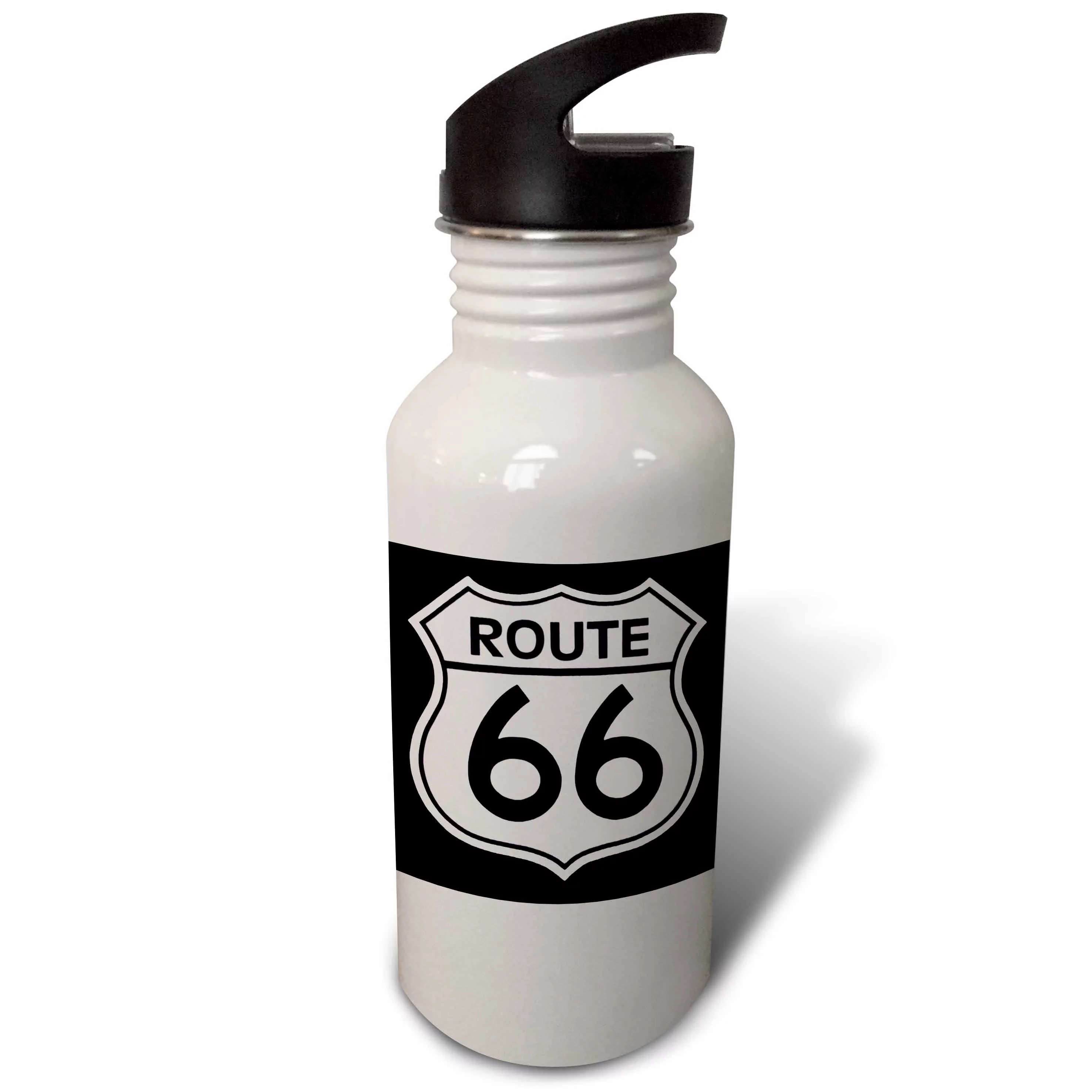 Route 66, Black and White 21 oz Sports Water Bottle wb-110012-1