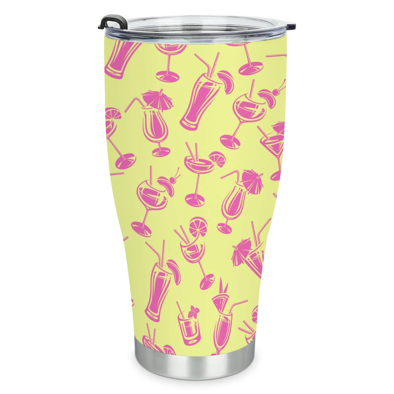 Hidove Stainless Steel Tumbler, Cocktail Background 30oz Leak Proof & Stainless Steel Bottle for Hot & Cold Drinks - Coffee Travel Mug, Water Metal Canteen, Thermal Cup