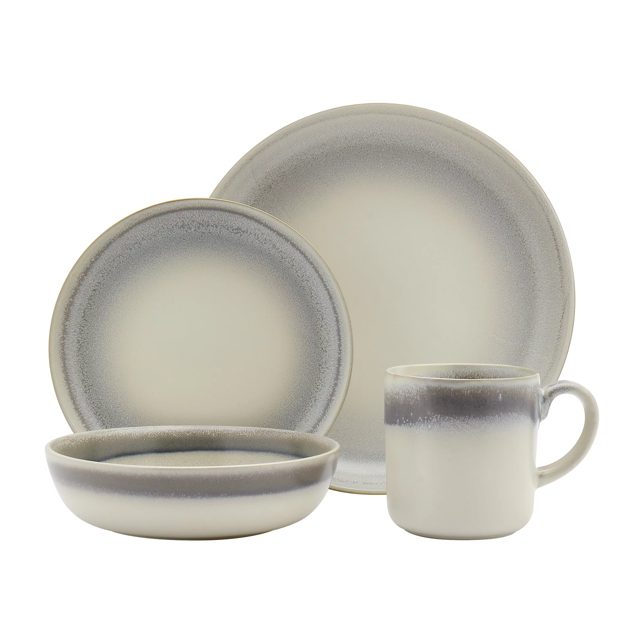 Tabletops Gallery 16-Piece Hudson Reactive Glaze Stoneware Dinnerware Set - Service for 4