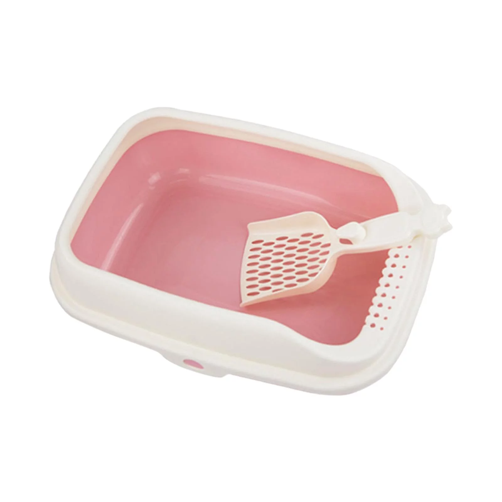 Cat Litter Box Deep Loo Toilette Sand Box Container Open Top Pet Litter Tray pink S