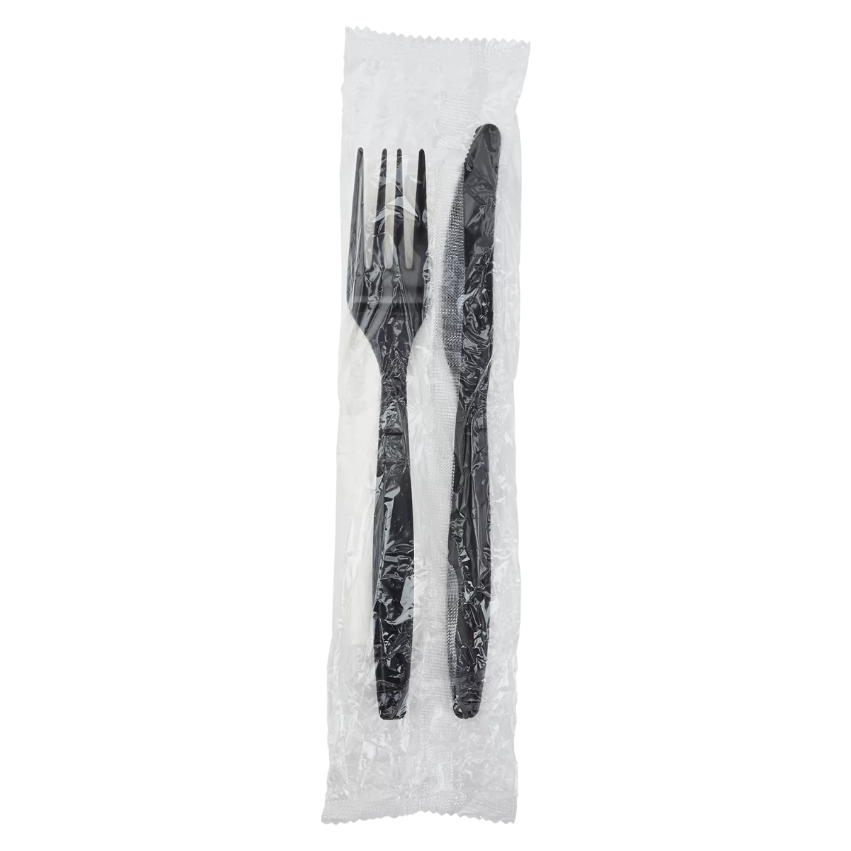 Karat Heavy-Weight Cutlery Kits (Knife, Fork, 1-ply Napkin) - Black - 500 ct