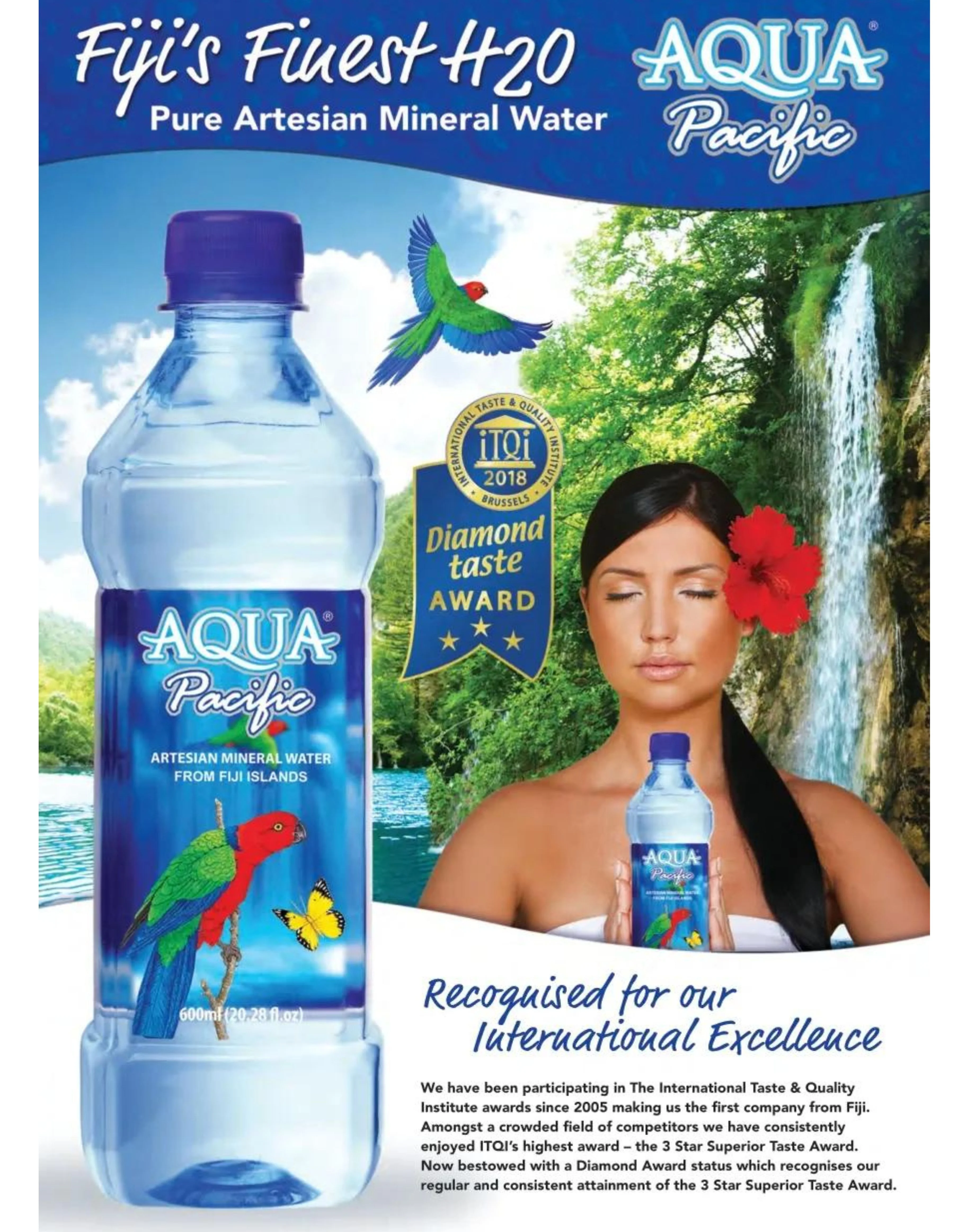 Aqua Pacific®Natural ARTESIAN Mineral Water (Case Pack Of 24 x 20.28 Oz Bottle) Discover Fiji's Finest H20, Aqua Pacific®