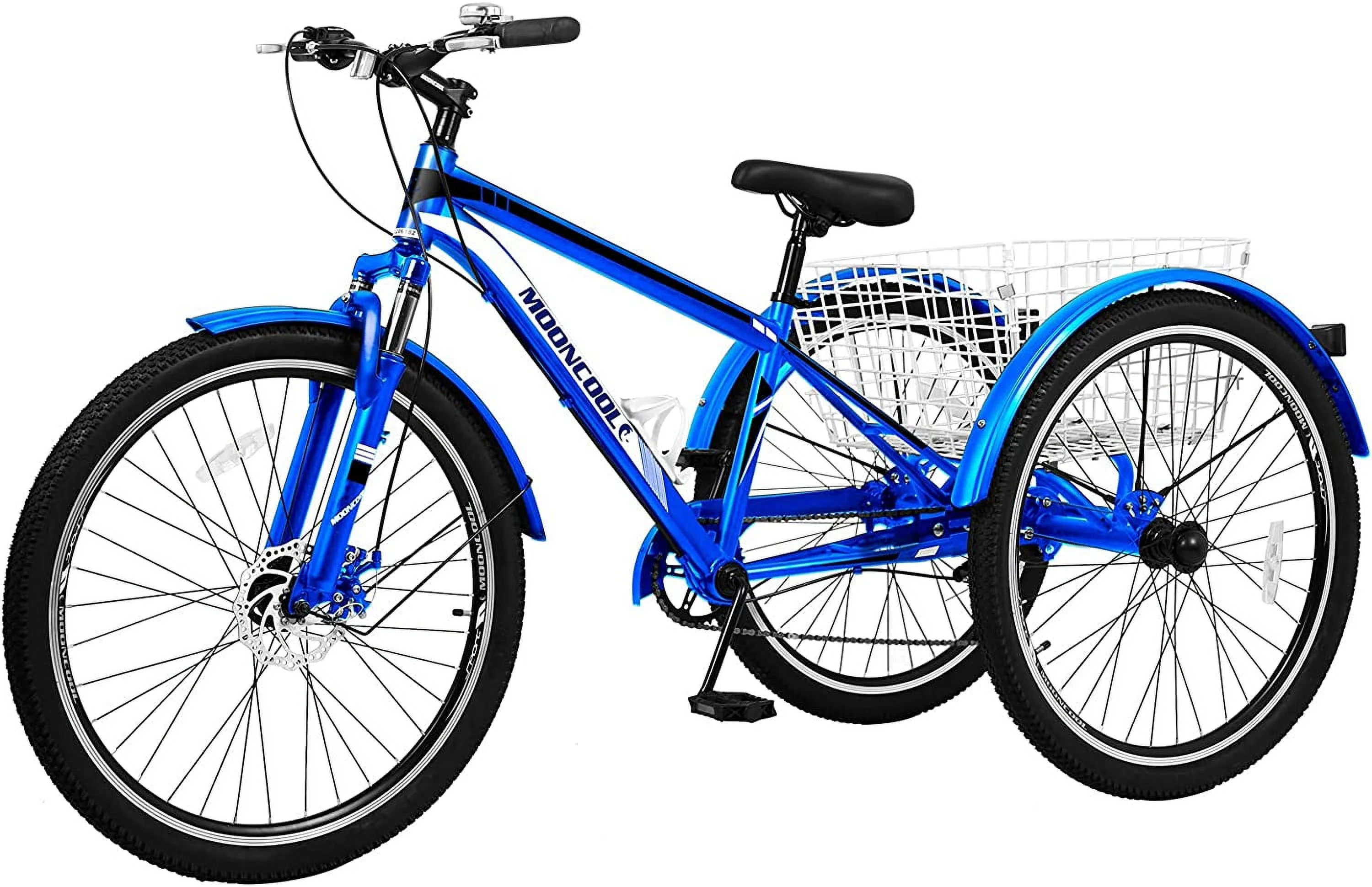 Lilypelle Adult Mountain Tricycle 24/26/27.5 Inch Low step through Mountain Bike Cruiser Trikes for Adults 7 Speed Three Wheel Trike Bike Bicycle with Large Basket