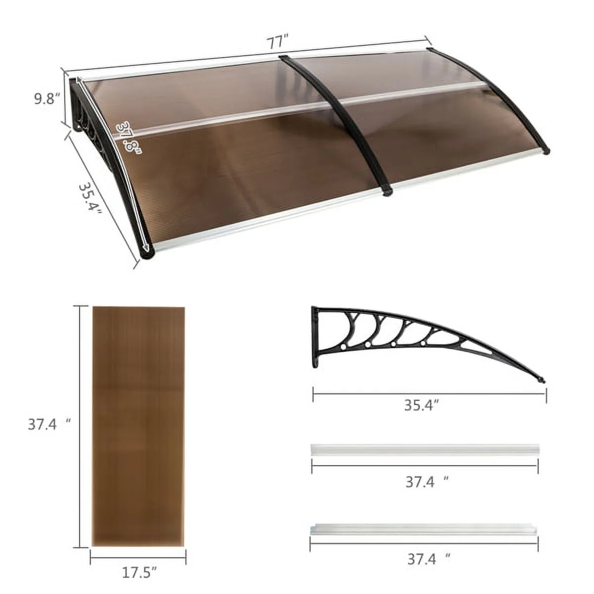 200 x 96 Household Application Door & Window Awnings Brown Board & Black Holder