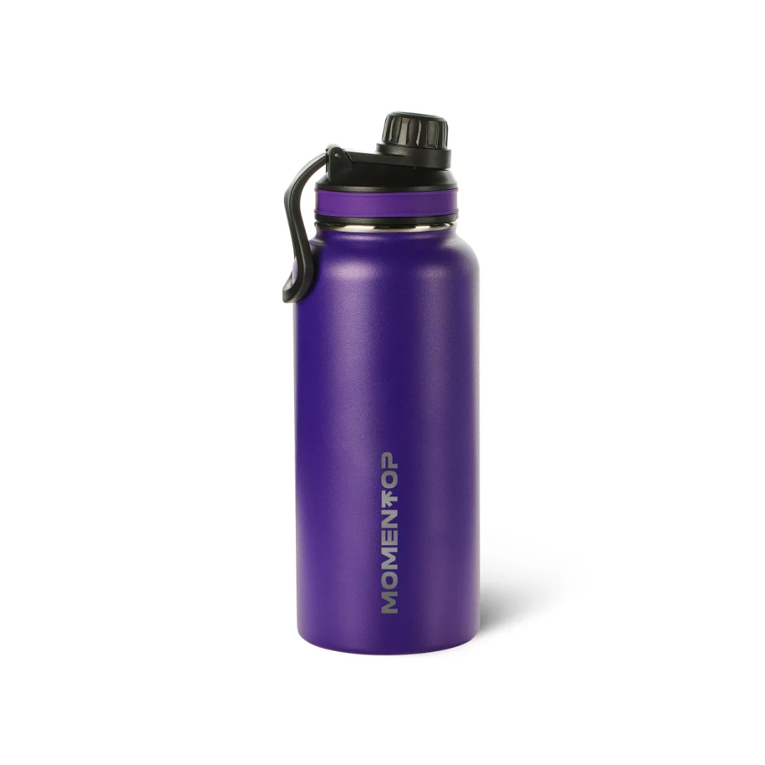 MOMENTOP Hydration Bottle with 2 Lids. Purple 32 oz.