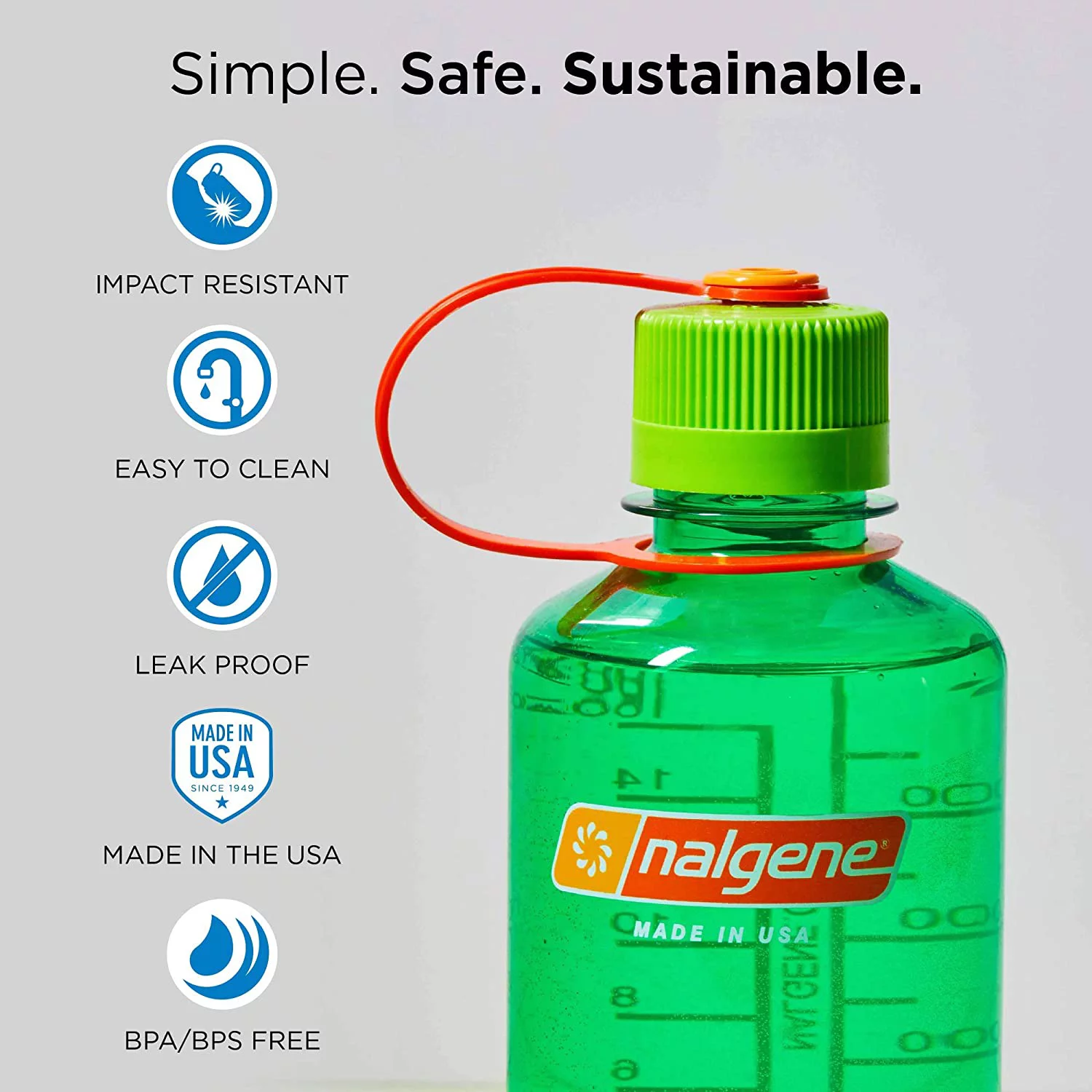 Nalgene Sustain 32 oz. Tritan Narrow Mouth Water Bottle - Orange