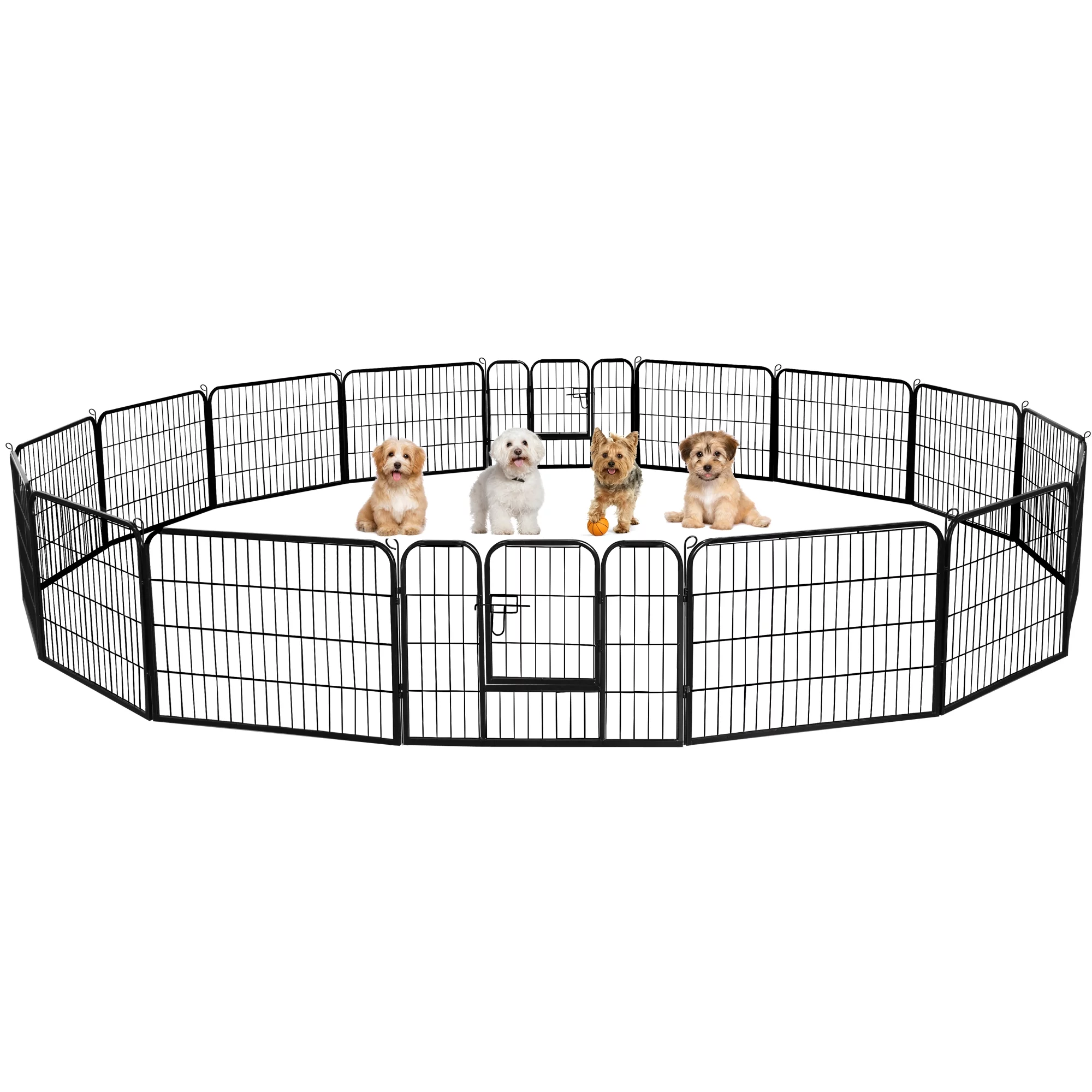 Yaheetech 24''H Metal Dog Playpen, Black, 16 Panels