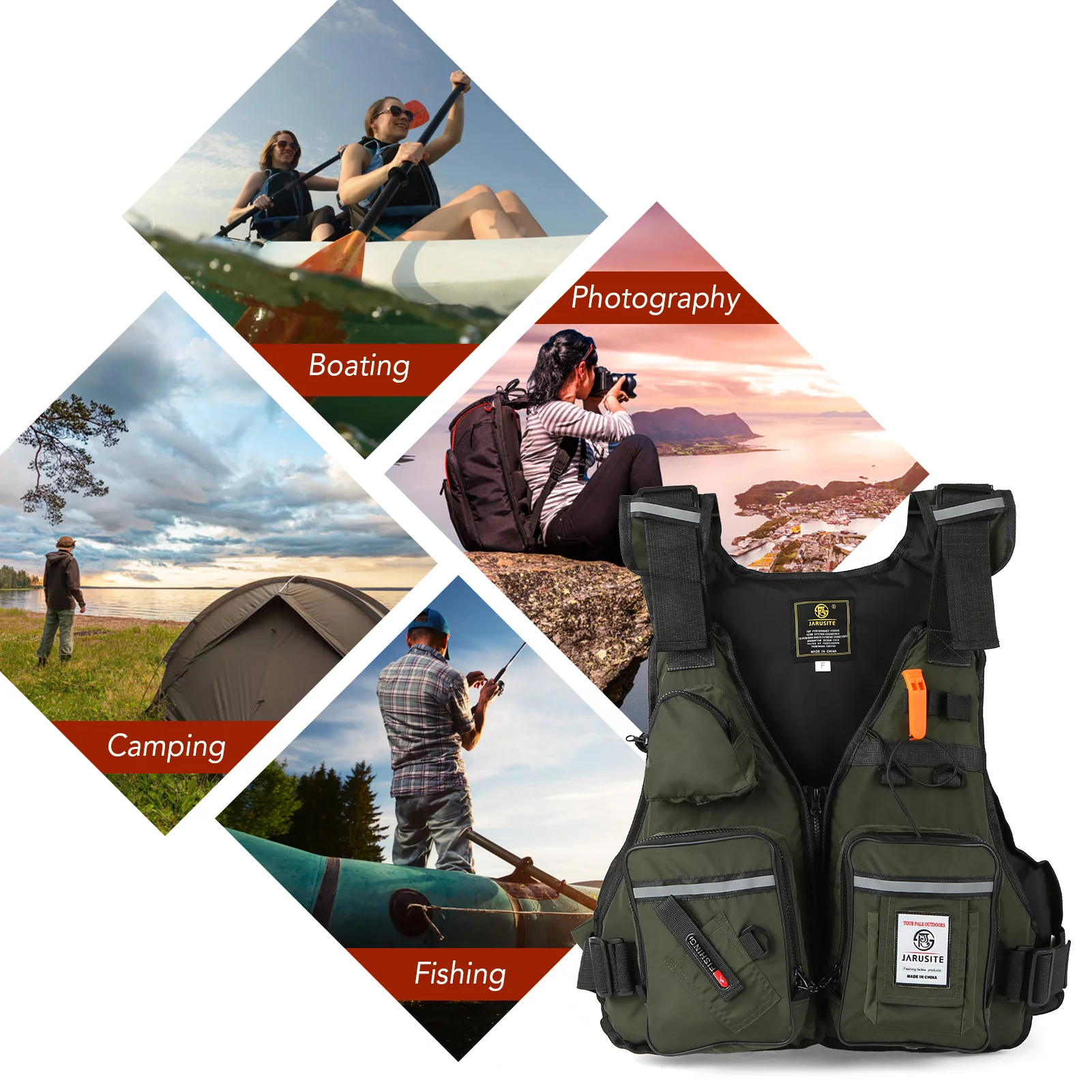 JARUSITEJacket,Vest With Water Fly Vest With Water Bottle Water Eryue Moweo