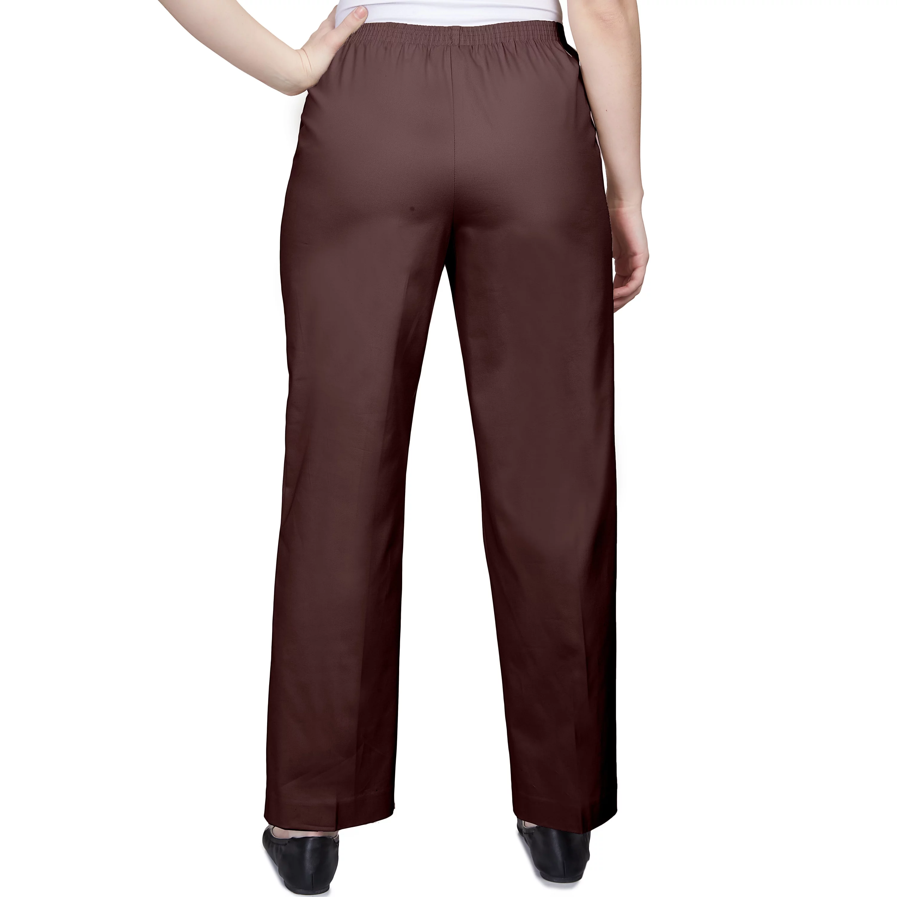 Alfred Dunner Womens  Soft Twill Mid-Rise Regular Fit Straight Leg Regular Length Casual Pant