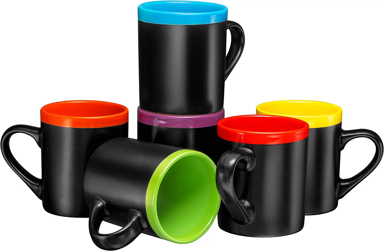 Porcelain 12oz Coffee Mugs Set of 6 (Matte Black)