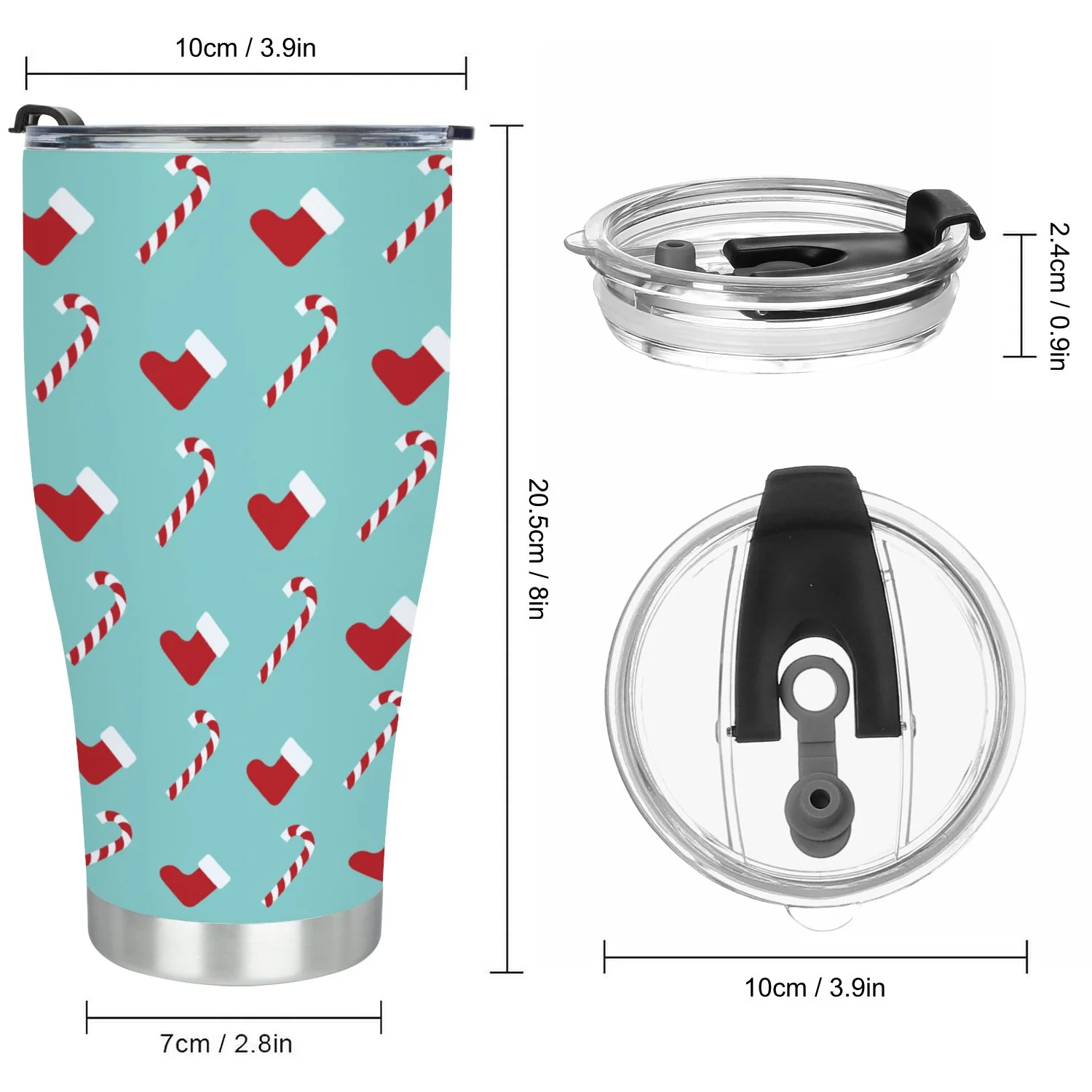 Hidove Stainless Steel Tumbler, Christmas Candy 30oz Leak Proof & Stainless Steel Bottle for Hot & Cold Drinks - Coffee Travel Mug, Water Metal Canteen, Thermal Cup