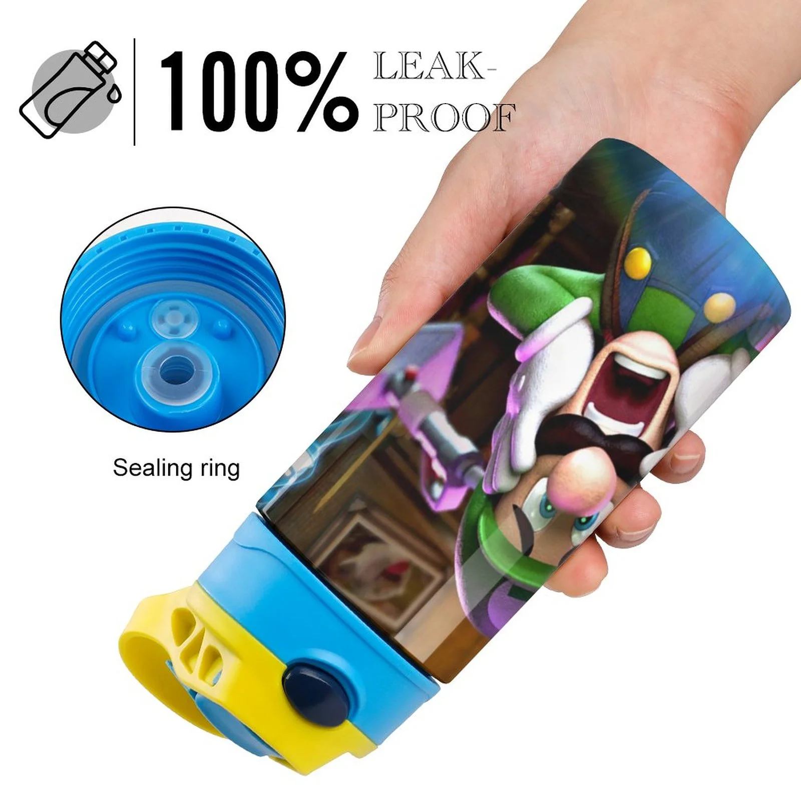 Scary Luigi's Mansion Kid's Insulated Water Bottle With Straw Vacuum Stainless Steel Cup Leak-Proof Children Toddler Thermoses