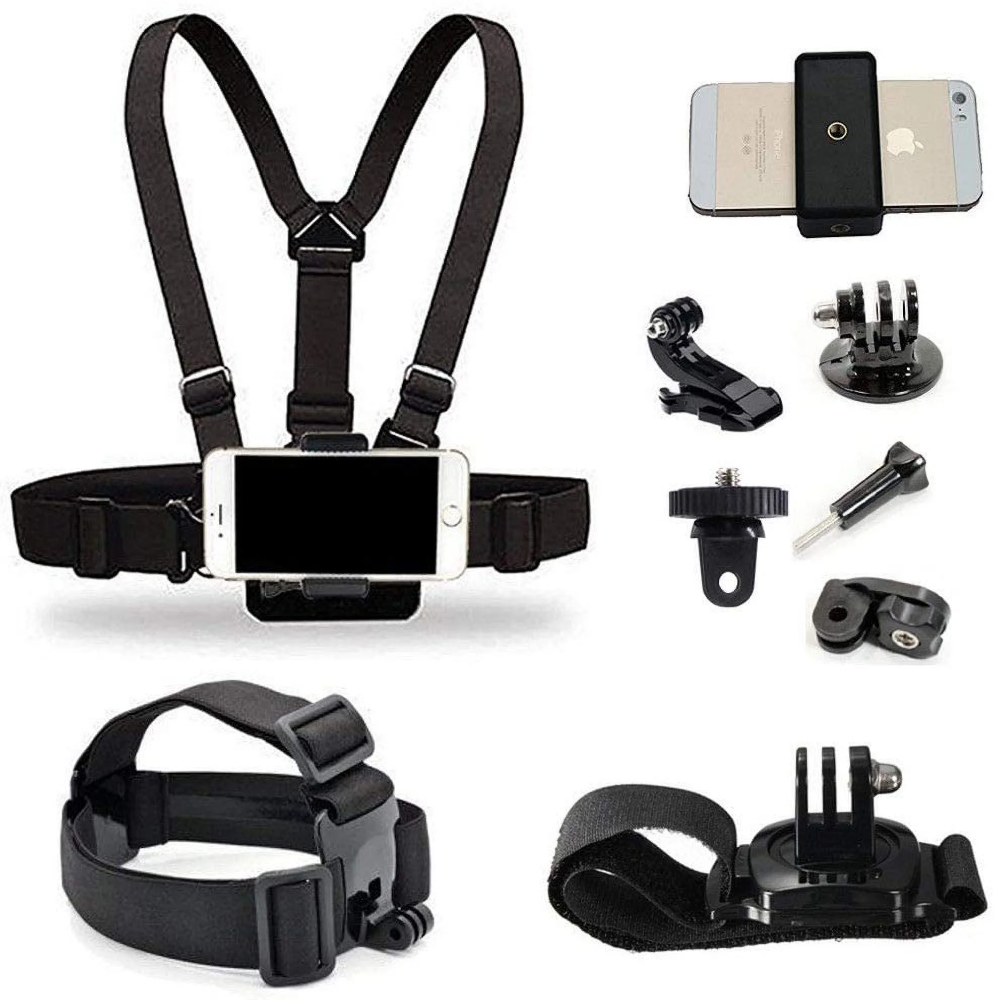 Cellphone Selfie Chest Mount+ Head Mount+ Wrist Mount with Clip for Gopro Hero 10 9 8 7 6 5 4 / Sony Action