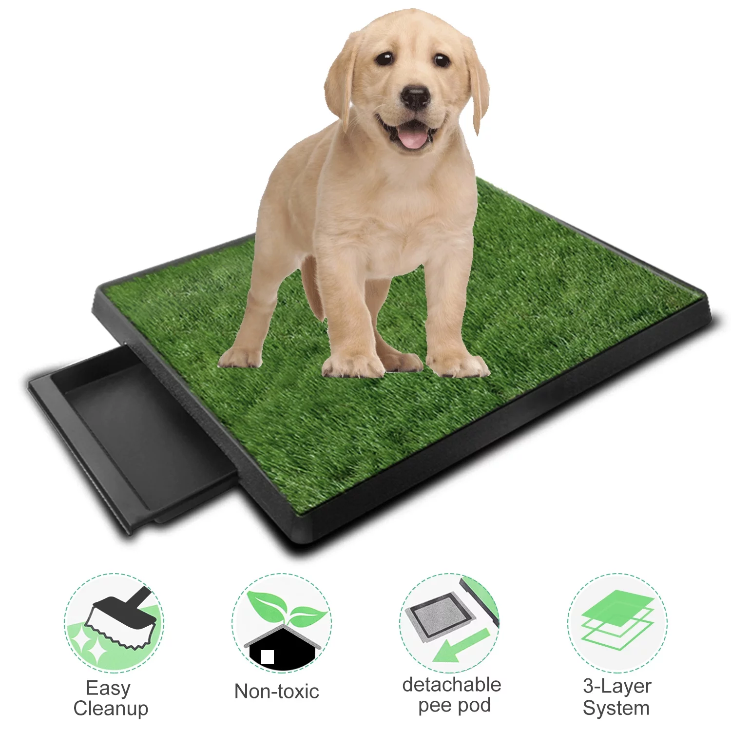 iMountek Dog Potty Training Artificial Grass Pad Pet Cat Toilet Trainer Mat Puppy Loo Tray Turf for Small Medium Dogs Indoor Outdoor Use