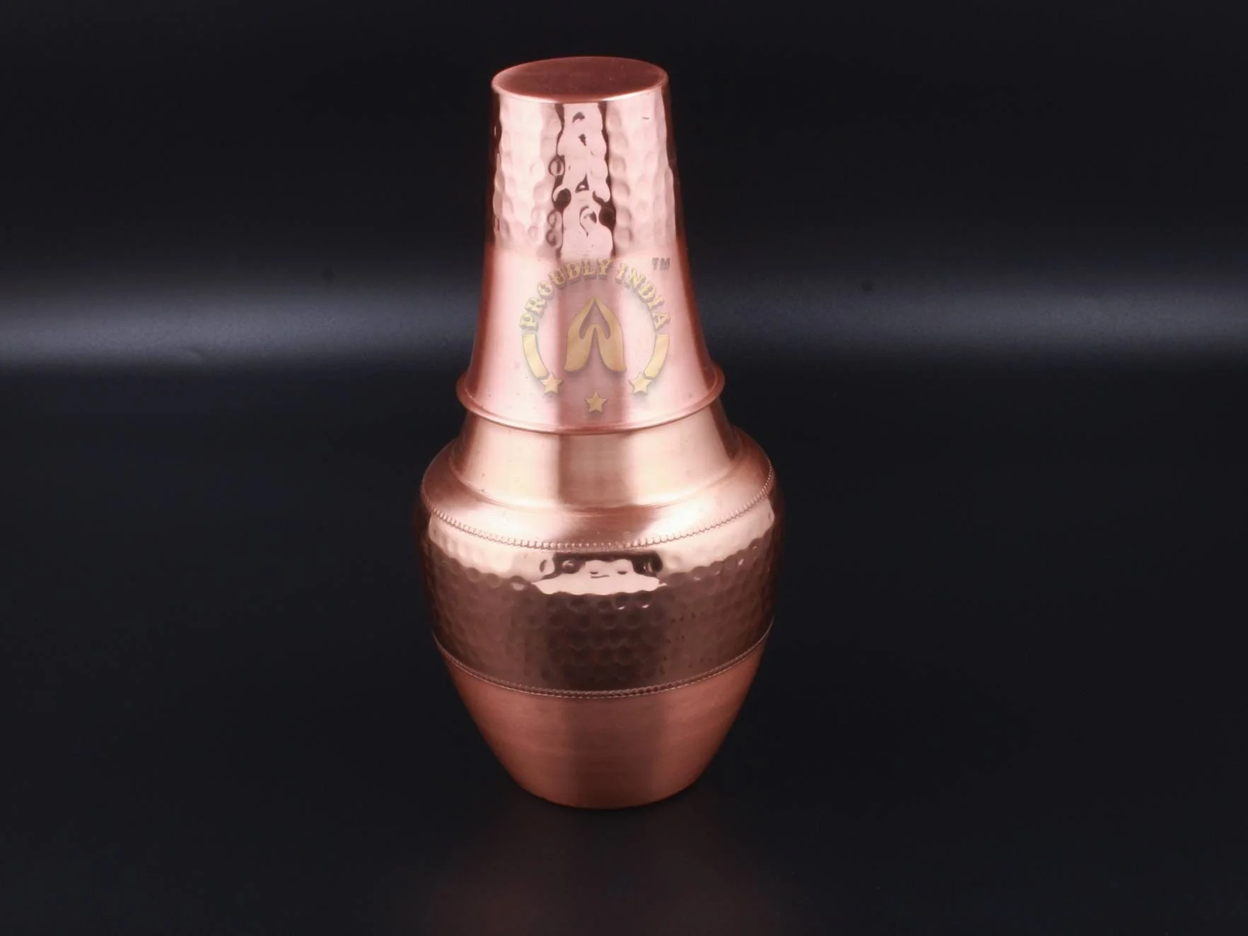 ProudlyIndia Metal Water Bottle, Tamba Glass, Pure Copper Bottle, Copper Water Bottles 1.4 Liter With 1 Glasses, Tamba bottle, Copper Glass Online