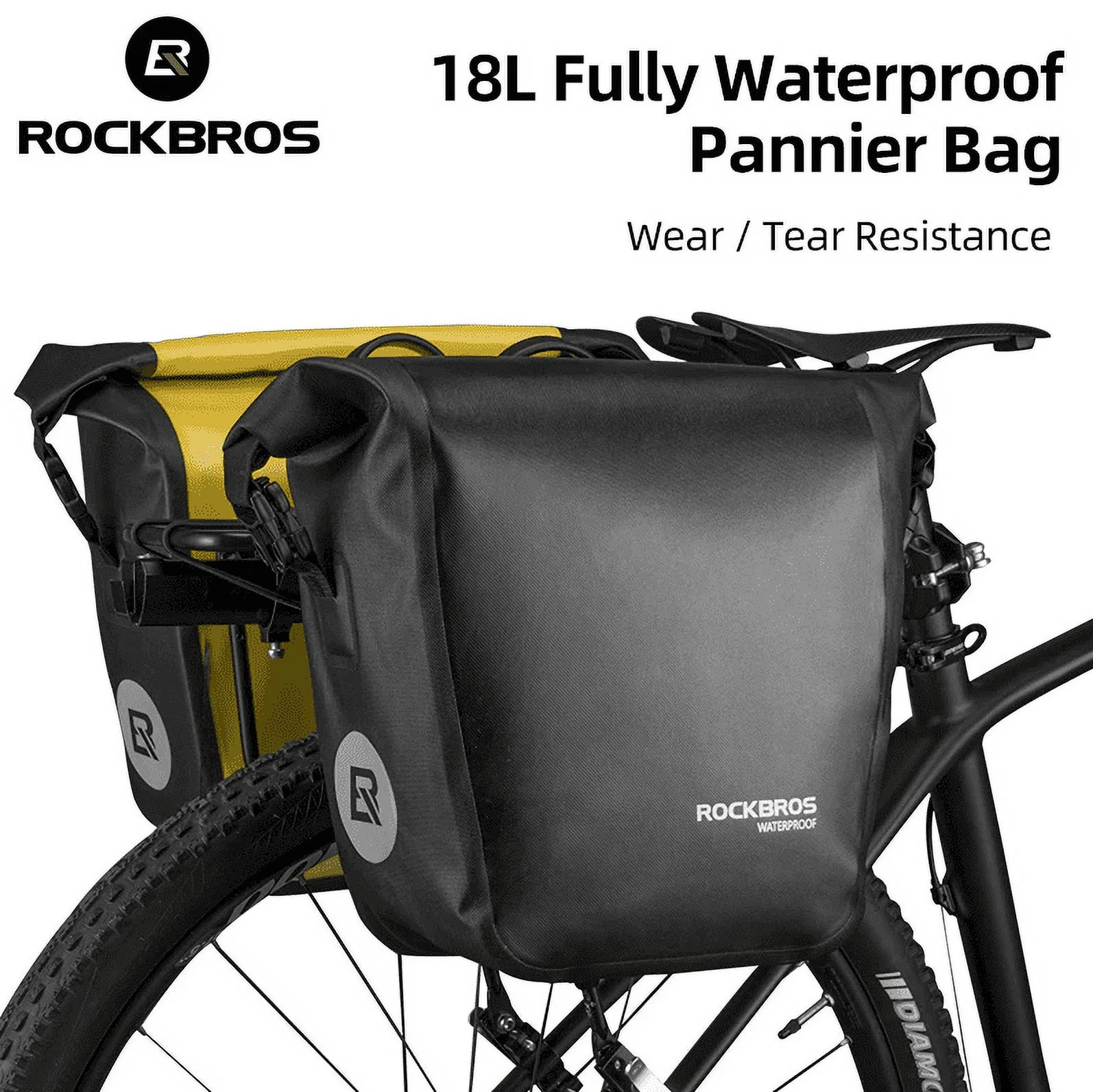ROCKBROS Multifunction Road MTB Mountain Bike Pannier Rear Seat Trunk Rack Bag 18L Black 1Pcs