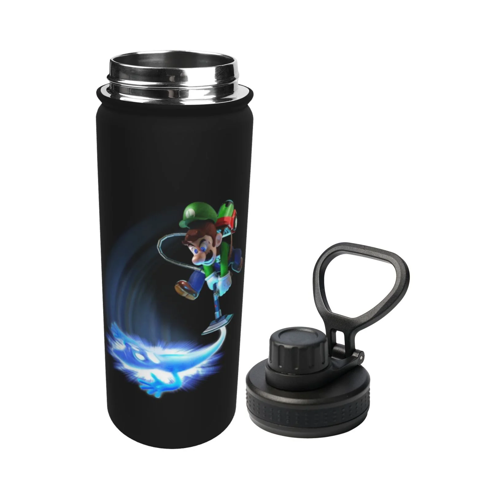 Game Horror Luigi's Mansion Unisex Sports Insulated Water Bottles Kettle Stainless Steel Portable Cup 18OZ For School Travel Gym Running