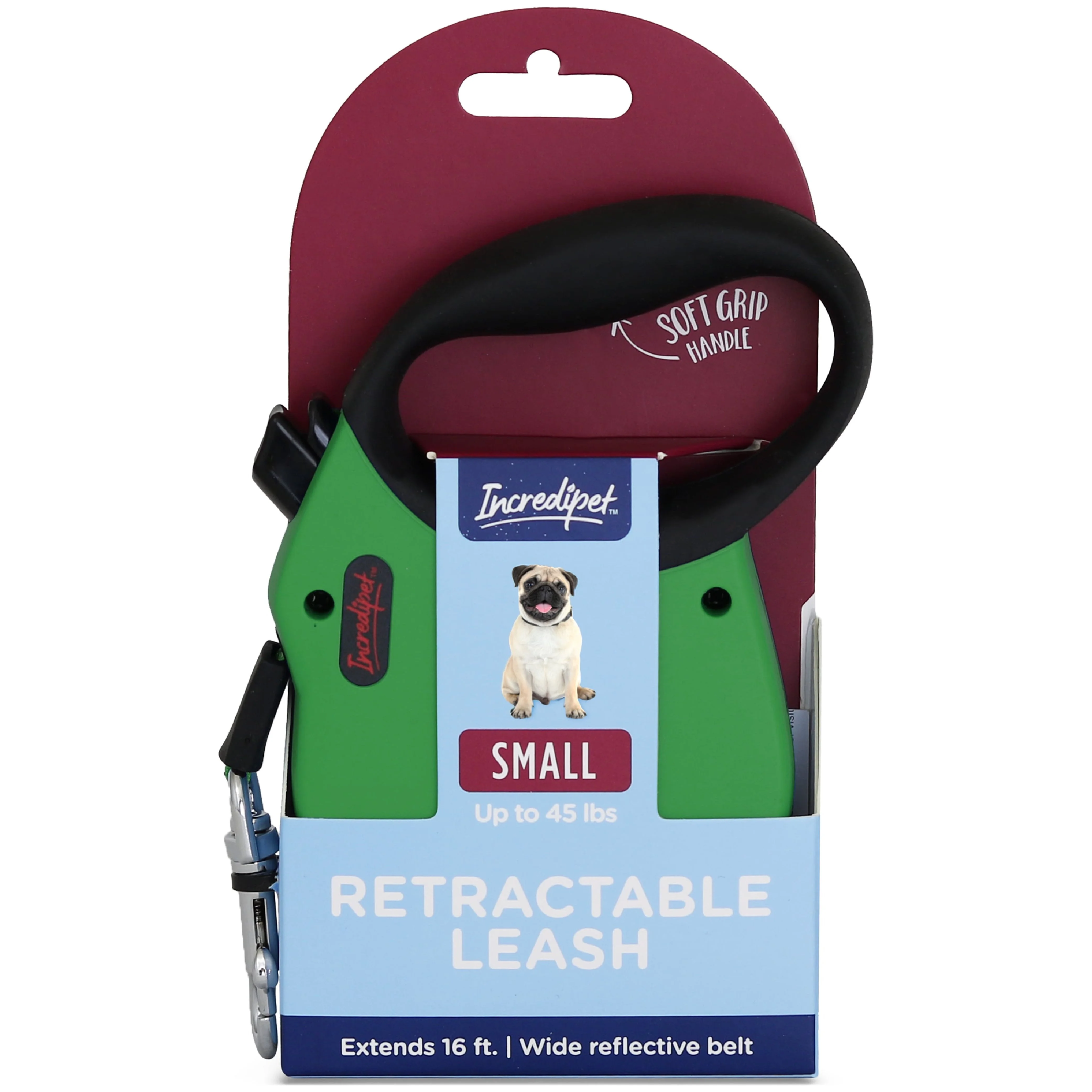 Incredipet Reflective Retractable Green Leash for Small Dogs