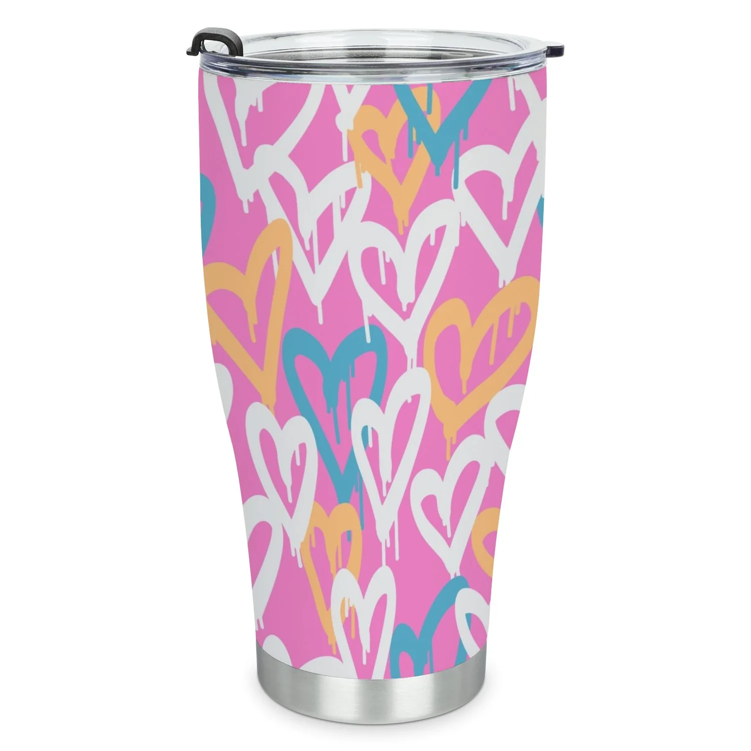 Hidove Stainless Steel Tumbler, Graffiti Hearts 30oz Leak Proof & Stainless Steel Bottle for Hot & Cold Drinks - Coffee Travel Mug, Water Metal Canteen, Thermal Cup