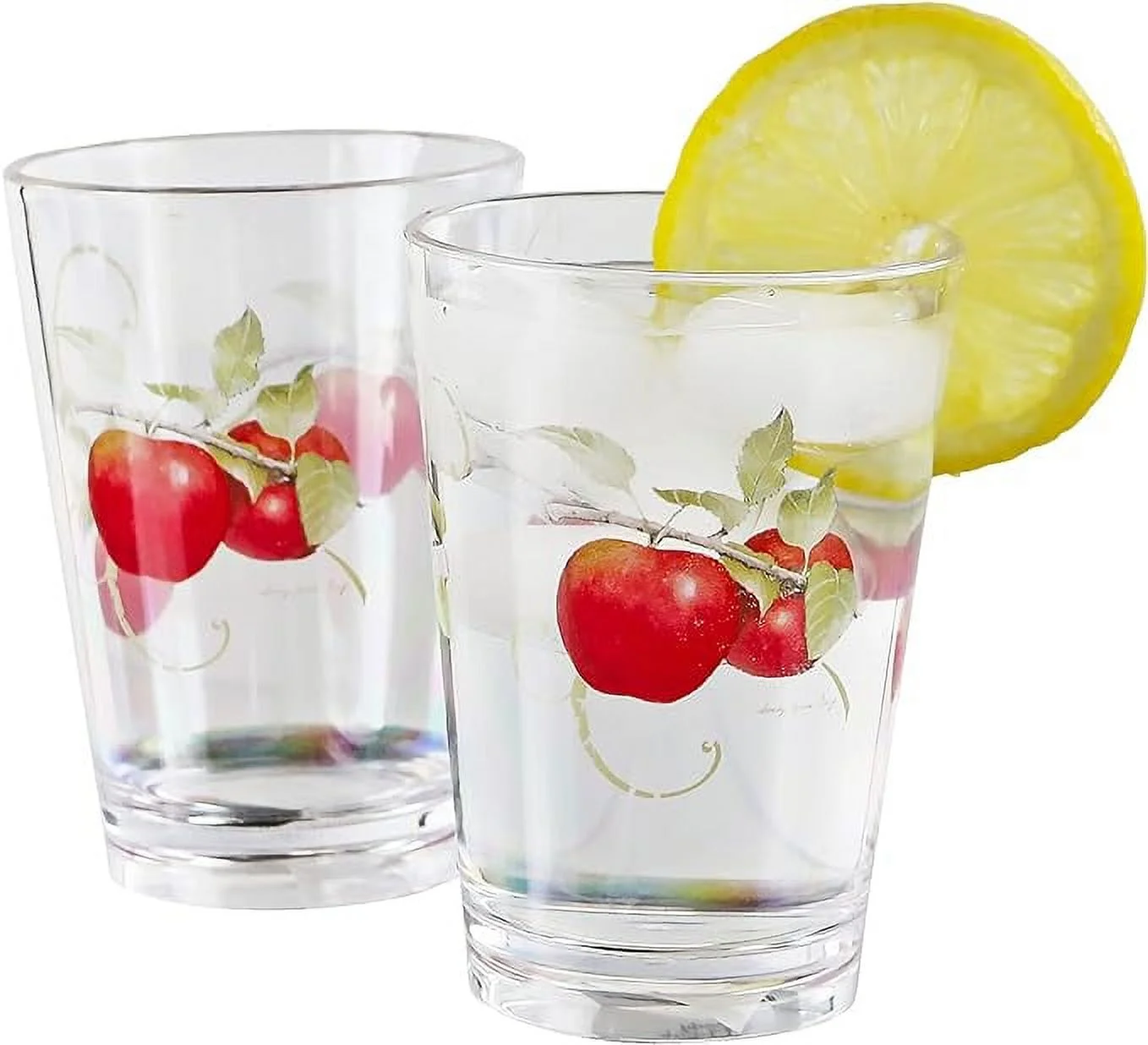 Reston Lloyd Pattern Drinkware Harvest Apple Collection by Sandy Clough Acrylic Juice Glass 8 oz, Set of 6, 6 Count (Pack of 1), clear