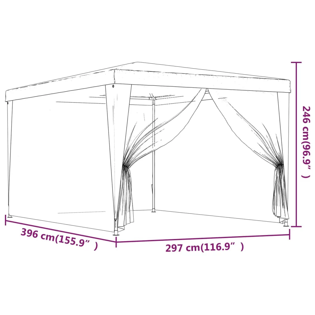 Gecheer Party Tent with 4 Mesh Sidewalls Green 9.8'x13.1' HDPE