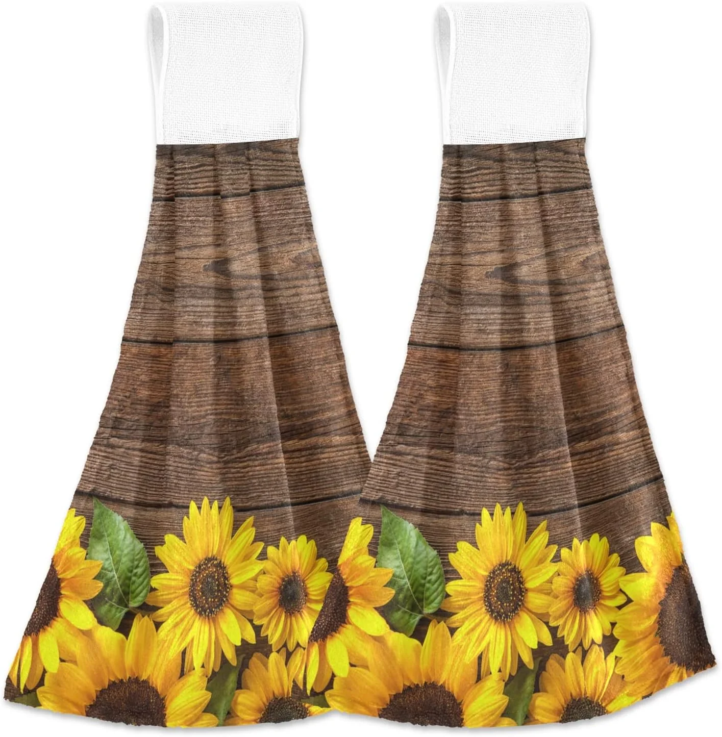 SKYSONIC Hanging Kitchen Towel 12 x 17 Inch Sunflower Board -d Towel Set 2 Pieces of Dry Towels