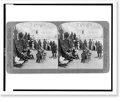 Historic Framed Print, An Arctic Village - Eskimos among their topeks (tents) and snow-igloo (right), World's Fair, St. Louis, U.S.A., 17-7/8