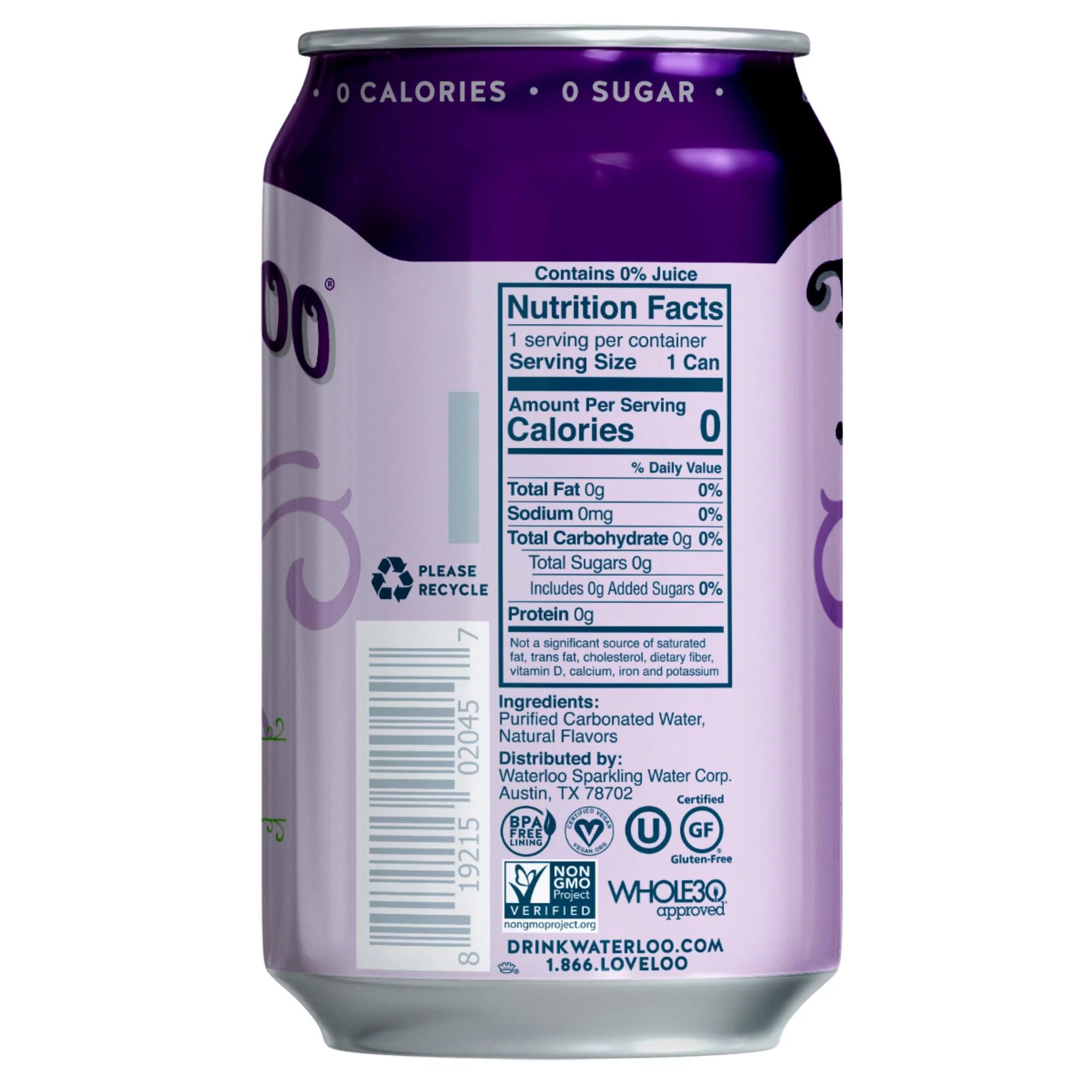 Waterloo Sparkling Water, Grape, 12 fl oz, 24 Pack Cans