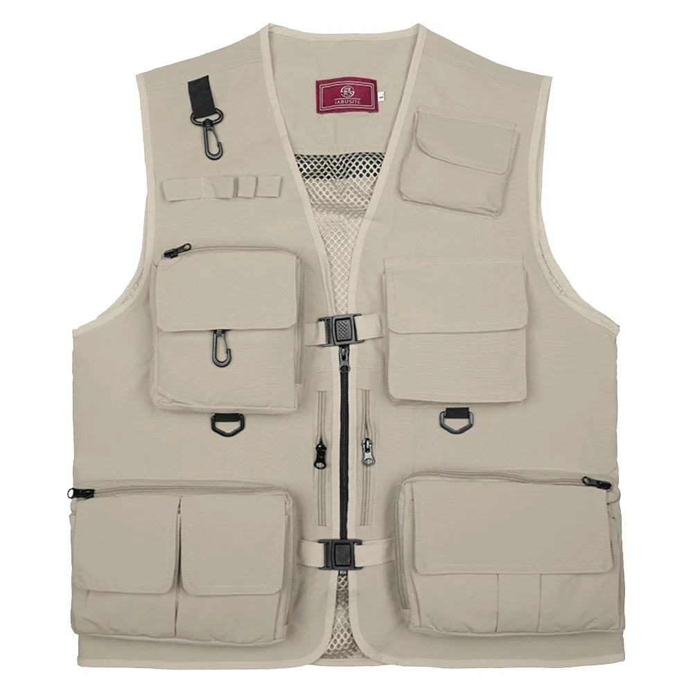 JARUSITE Waistcoat, Quick Dry Mesh Jacket, Multi-Pocket Vest for Summer Fishing Photography