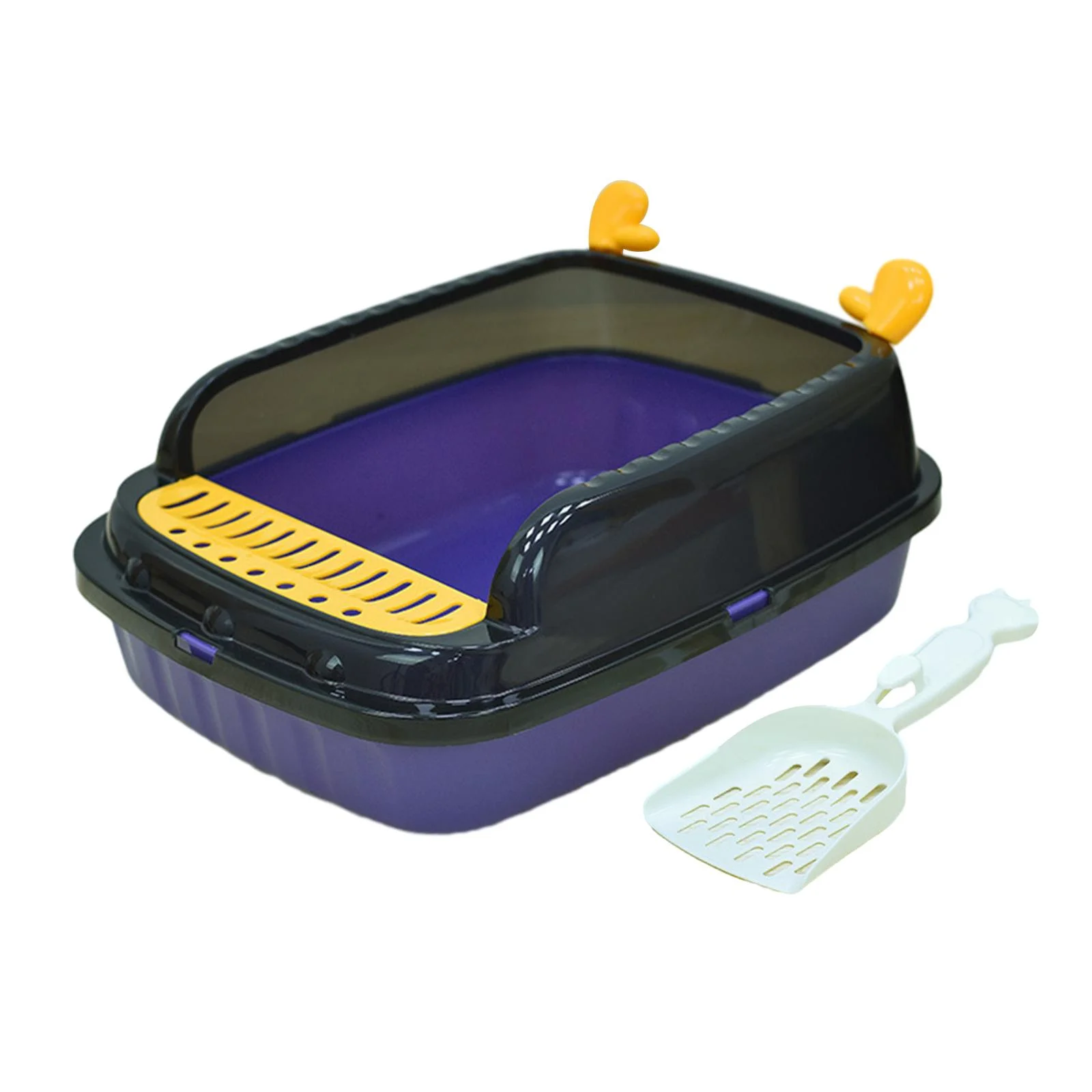 Gazechimp Cat Litter Basin Cat Sand Box Durable Kitten Toilet Open Top Pet Litter Tray M Violet A