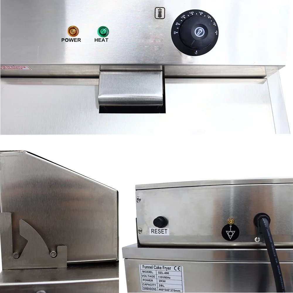 INTSUPERMAI Commerical Funnel Cake Fryer with 2 Ring Molds Electric Stainless Steel