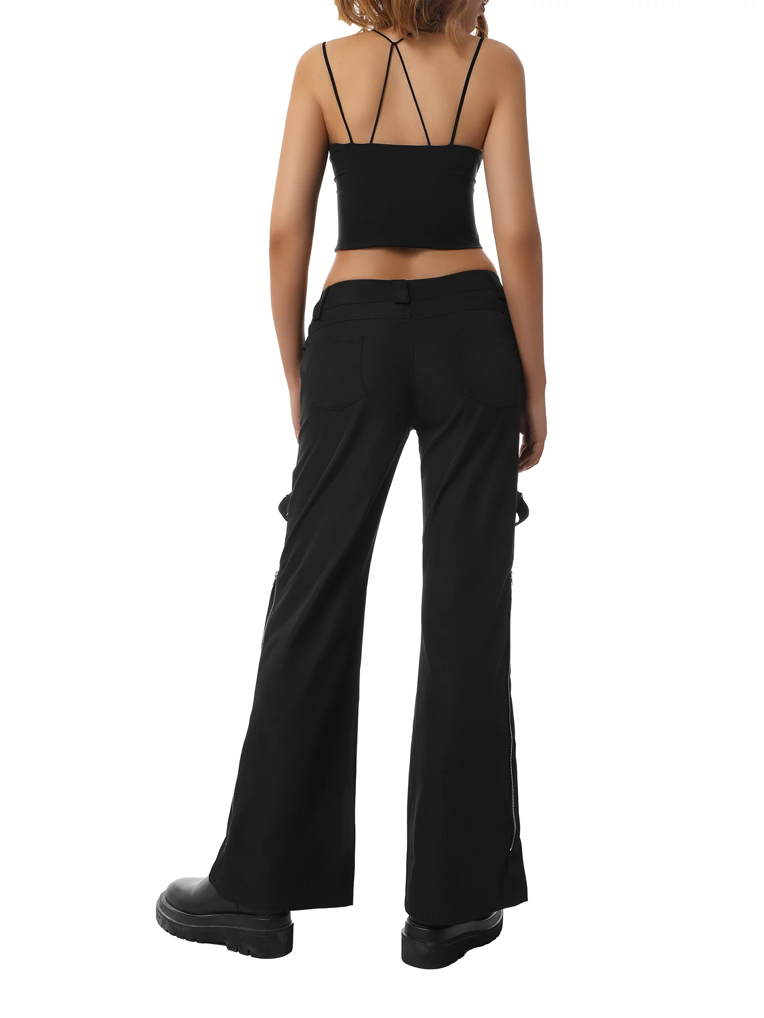 Musuos Women Y2K High Waisted Flare Pants Gothic Baggy Denim Pants Loose Casual Pants Trousers